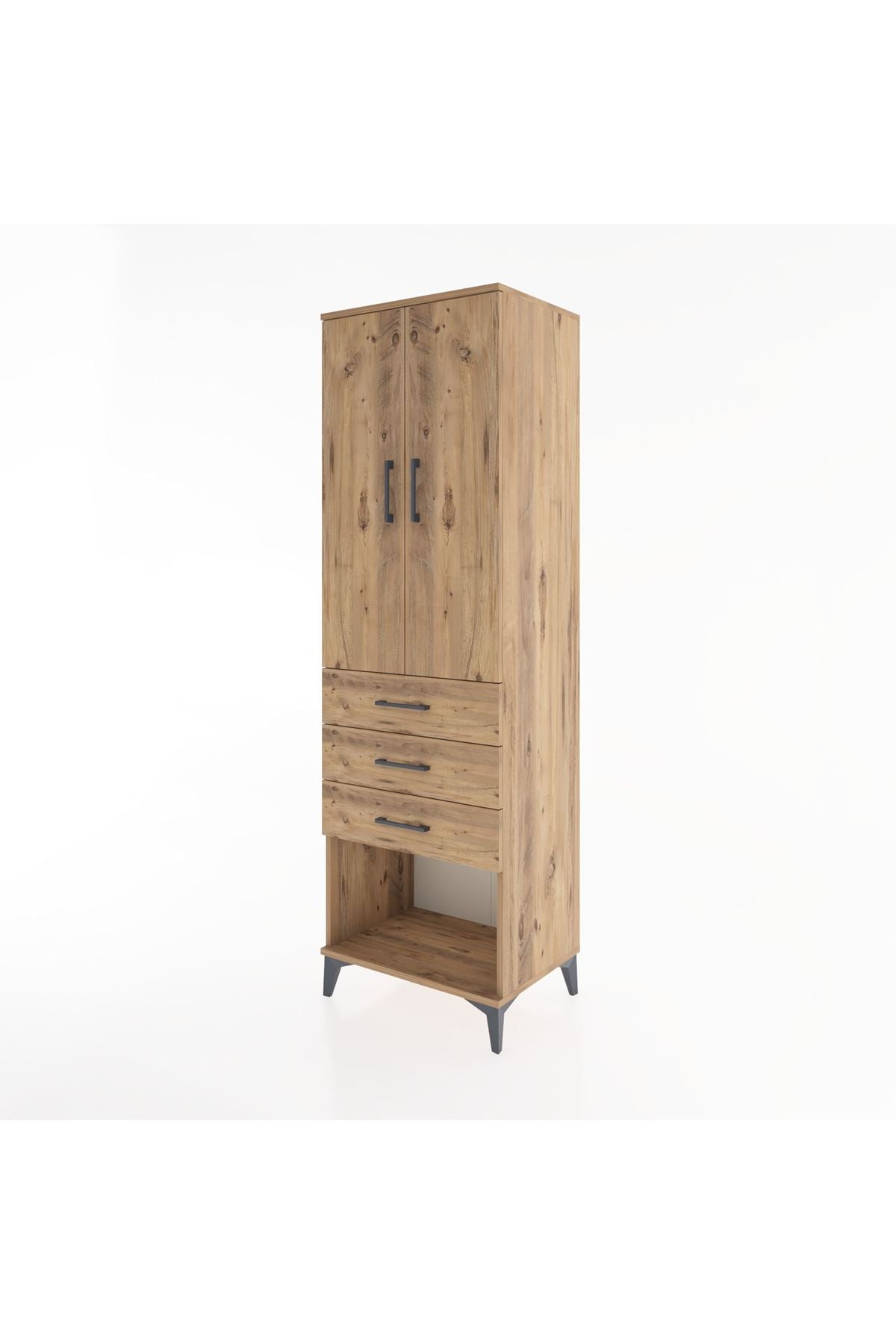 Hyperion Dolap Tek Raflı 3 Çekmeceli Tek Askılı 60x44x195 - S59M115V9B