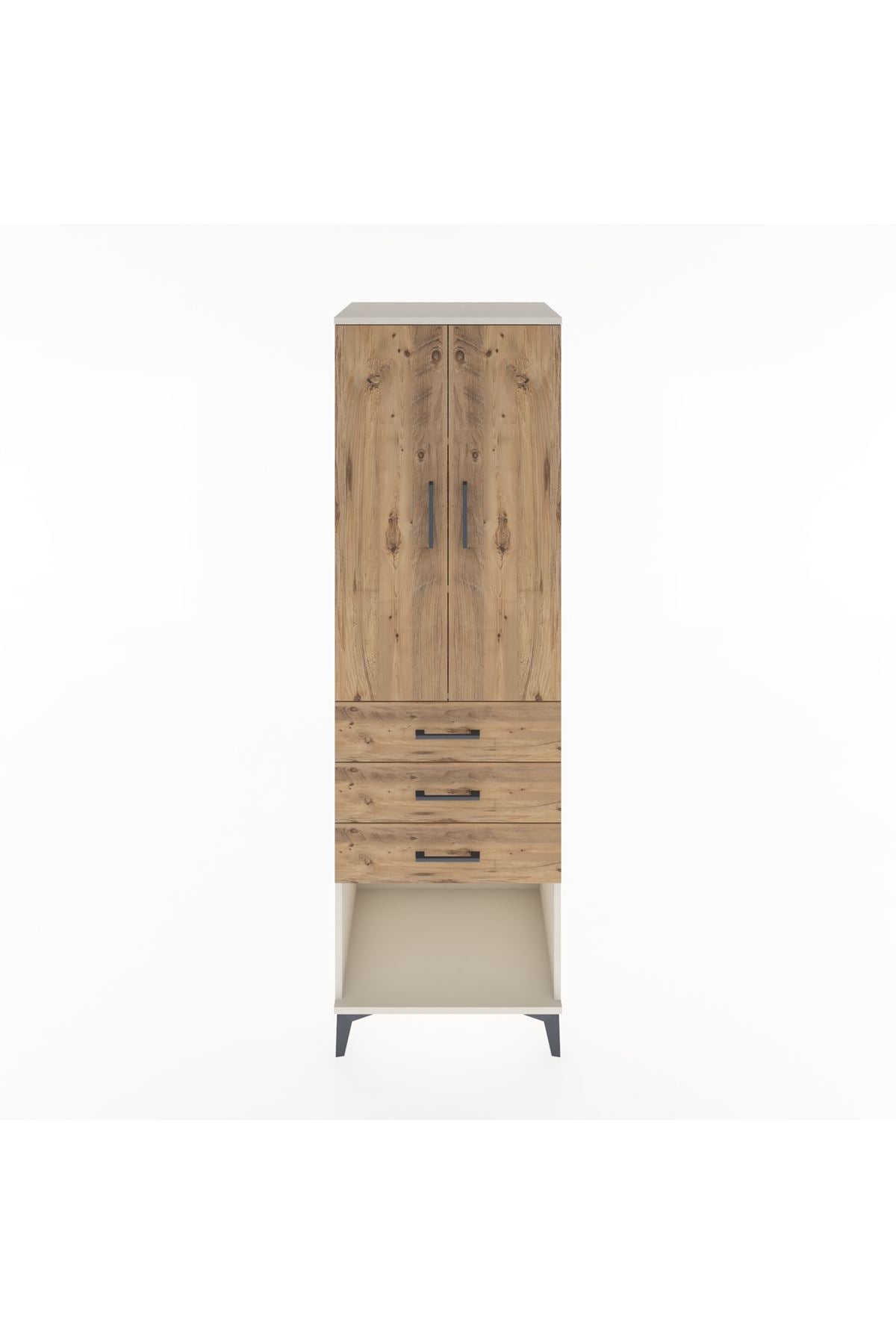 Hyperion Dolap 3 Raflı 3 Çekmeceli 2 Kapaklı 60x44x195 - S59M116V3B