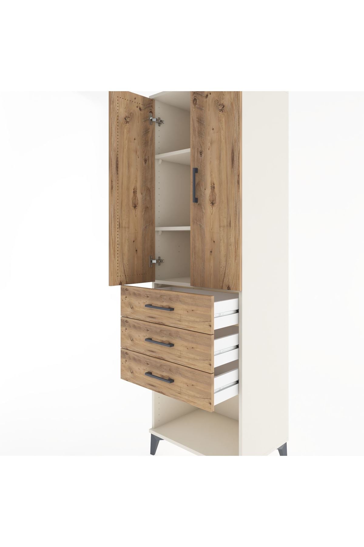 Hyperion Dolap 3 Raflı 3 Çekmeceli 2 Kapaklı 60x44x195 - S59M116V3B