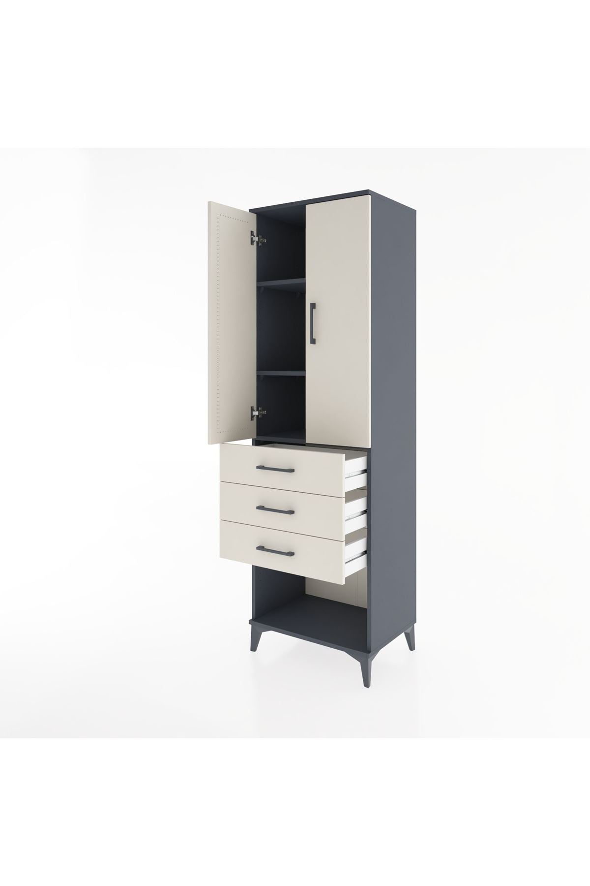 Hyperion Dolap 3 Raflı 3 Çekmeceli 2 Kapaklı 60x44x195 - S59M116V4B
