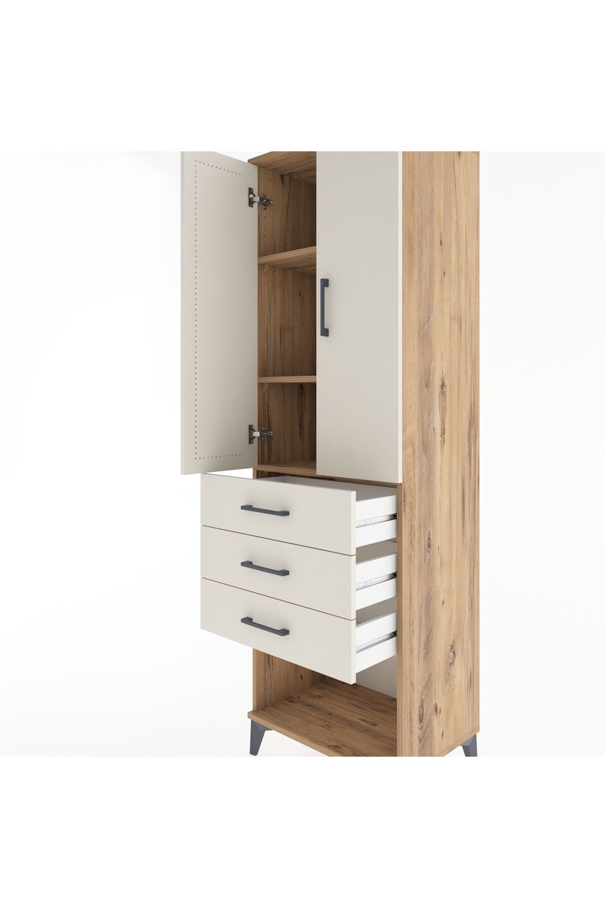 Hyperion Dolap 3 Raflı 3 Çekmeceli 2 Kapaklı 60x44x195 - S59M116V7B