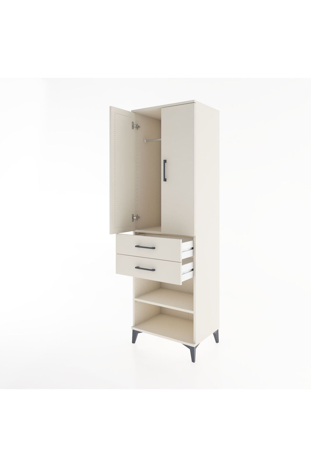 Hyperion Dolap 2 Raflı 2 Çekmeceli Tek Askılı 60x44x195 - S59M118V1B