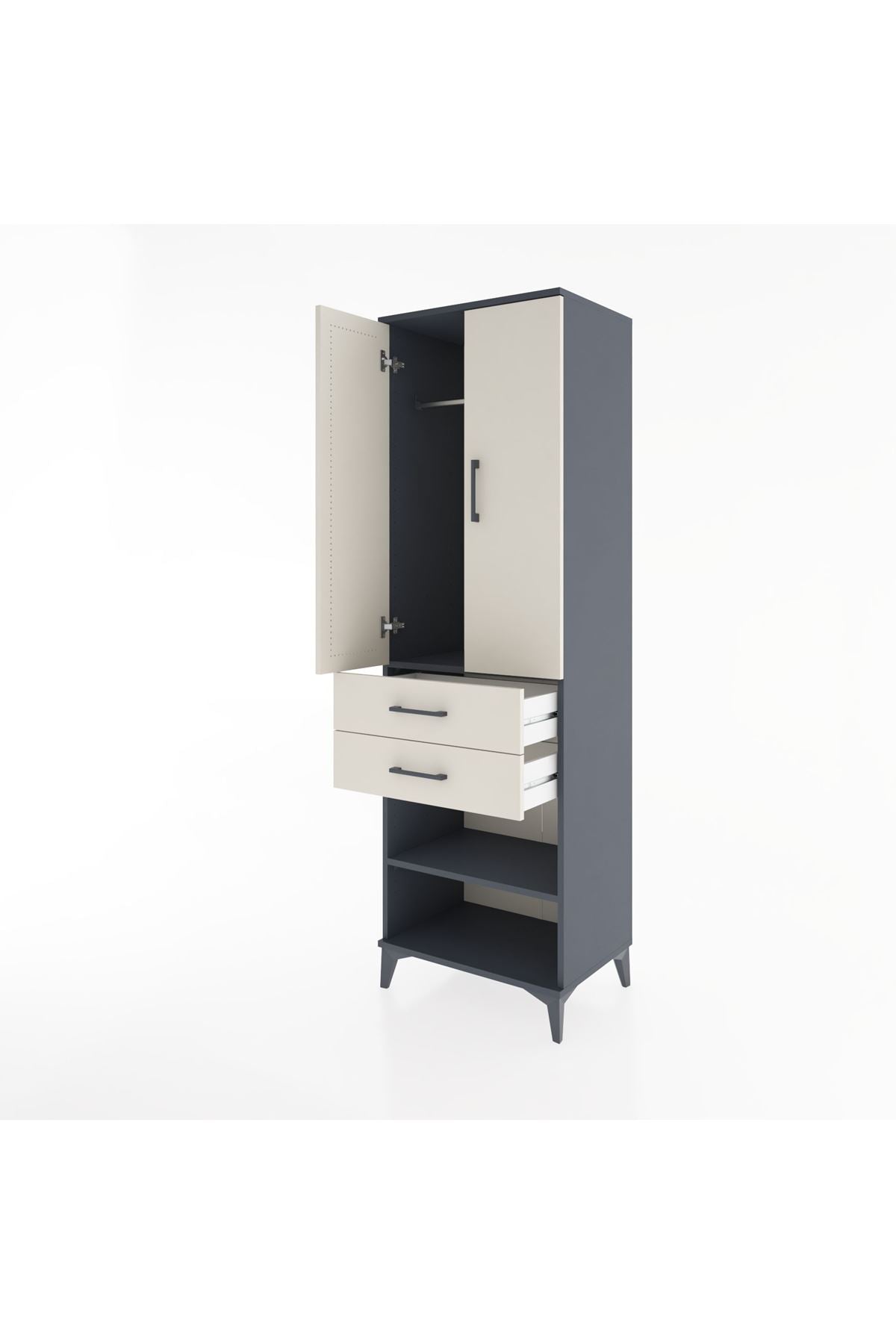 Hyperion Dolap 2 Raflı 2 Çekmeceli Tek Askılı 60x44x195 - S59M118V4B