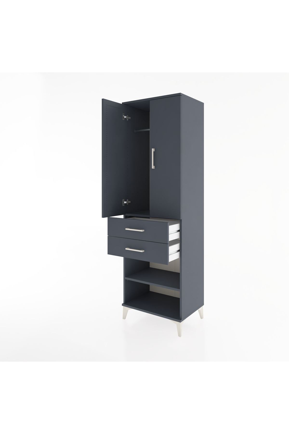 Hyperion Dolap 2 Raflı 2 Çekmeceli Tek Askılı 60x44x195 - S59M118V5B