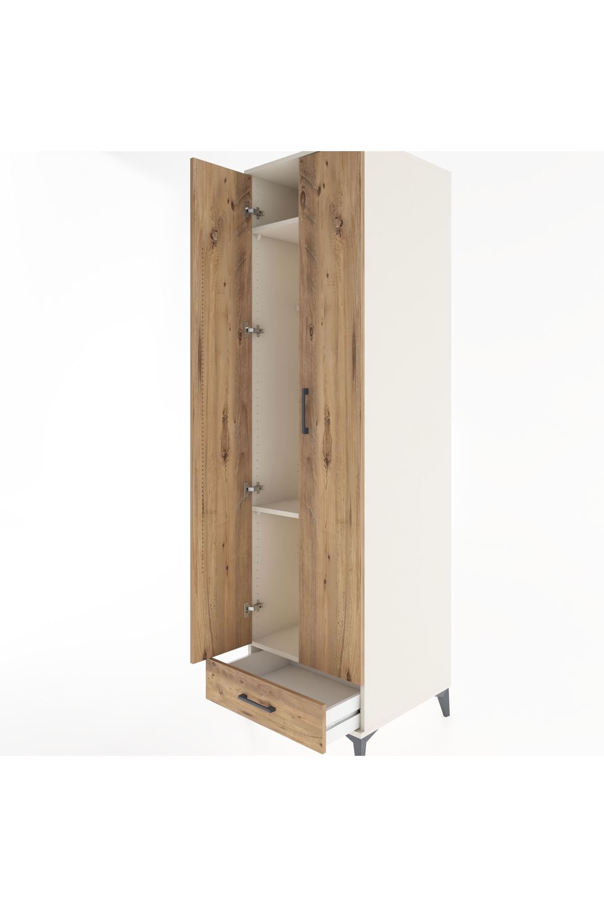Hyperion Dolap 3 Raflı Tek Çekmeceli Tek Askılı 60x44x195 - S59M120V3B