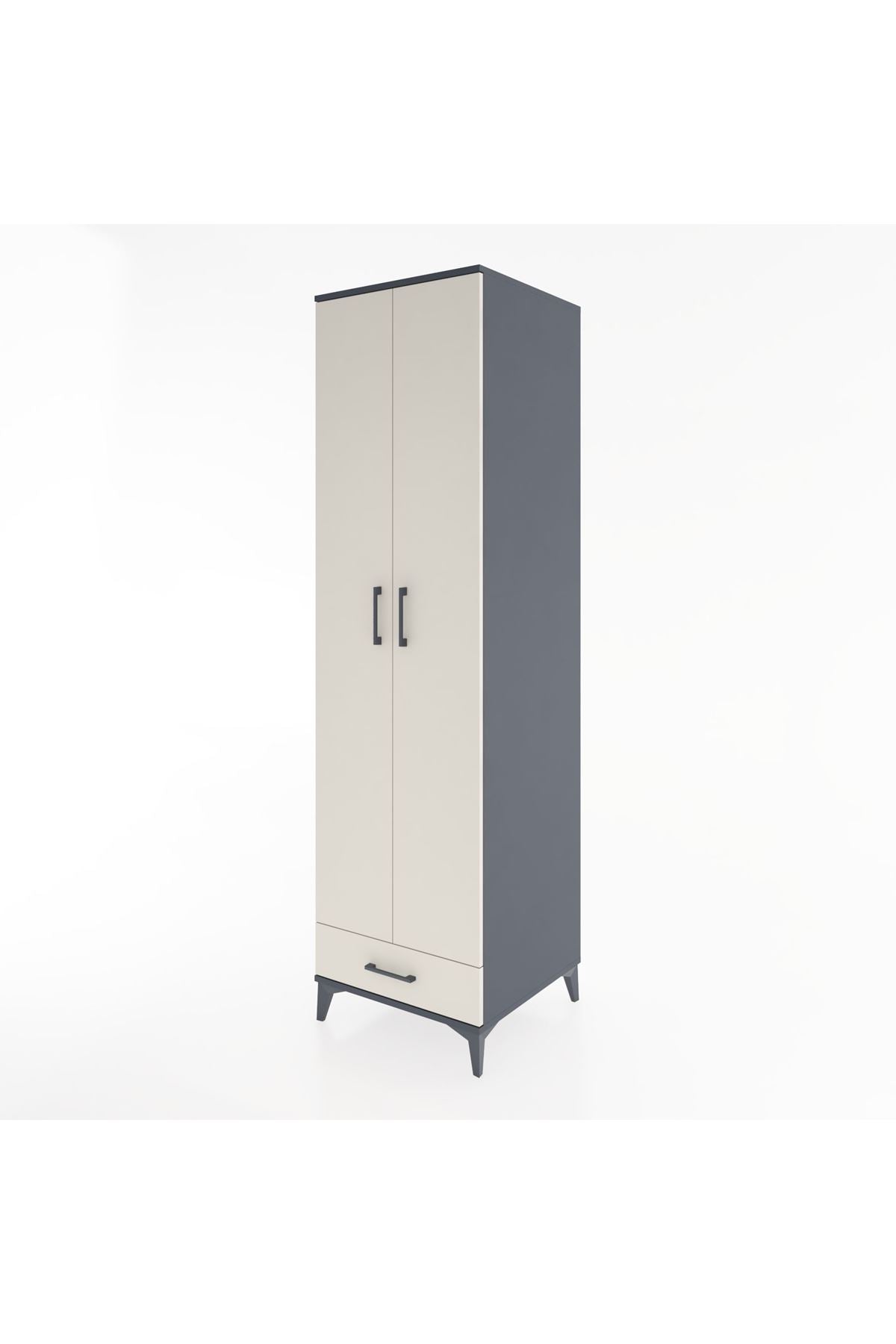 Hyperion Dolap 3 Raflı Tek Çekmeceli Tek Askılı 60x44x195 - S59M120V4B