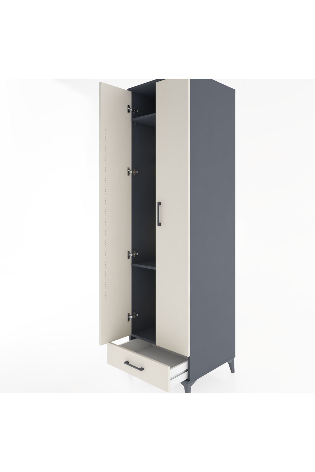 Hyperion Dolap 3 Raflı Tek Çekmeceli Tek Askılı 60x44x195 - S59M120V4B