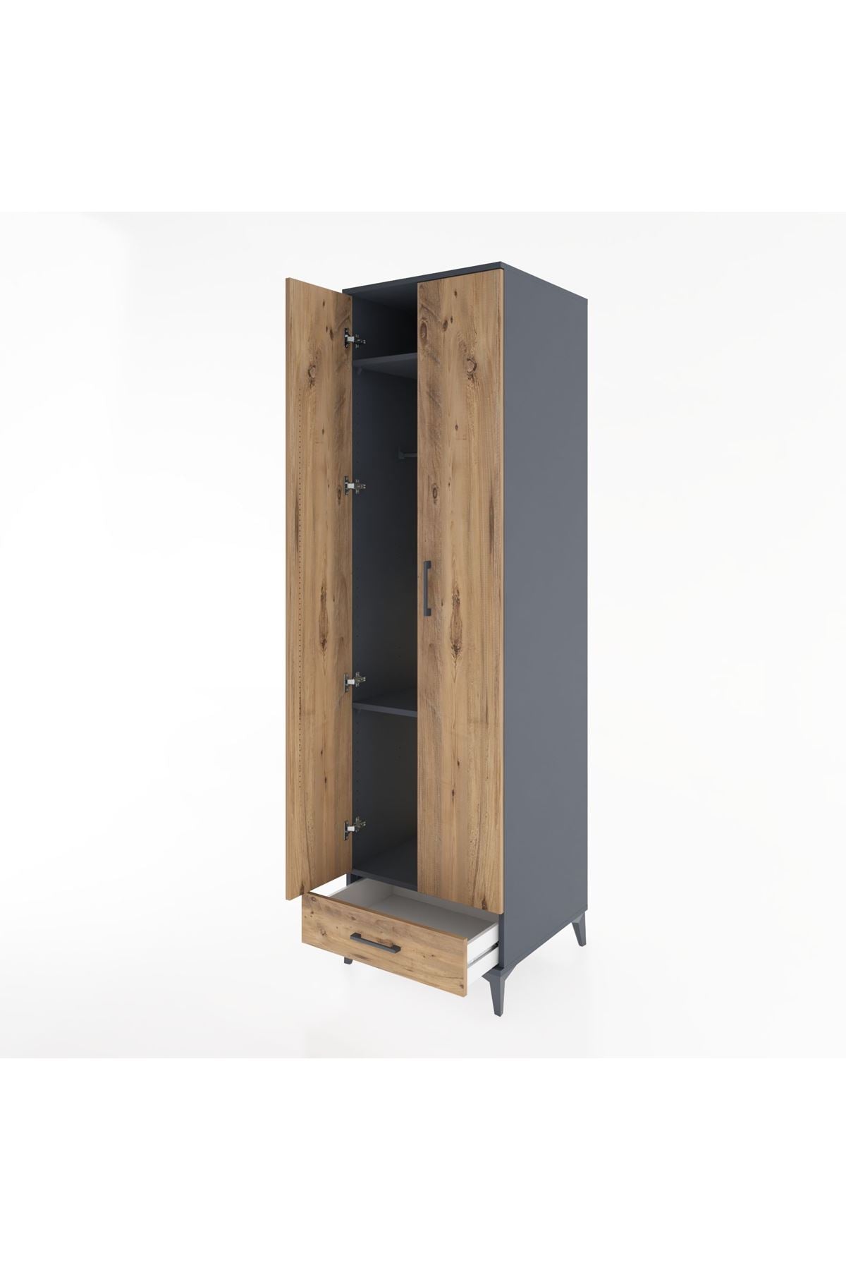 Hyperion Dolap 3 Raflı Tek Çekmeceli Tek Askılı 60x44x195 - S59M120V6B