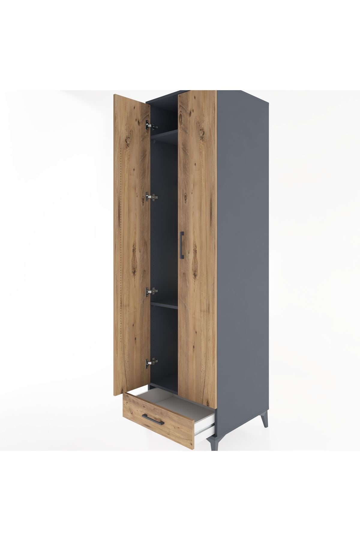 Hyperion Dolap 3 Raflı Tek Çekmeceli Tek Askılı 60x44x195 - S59M120V6B