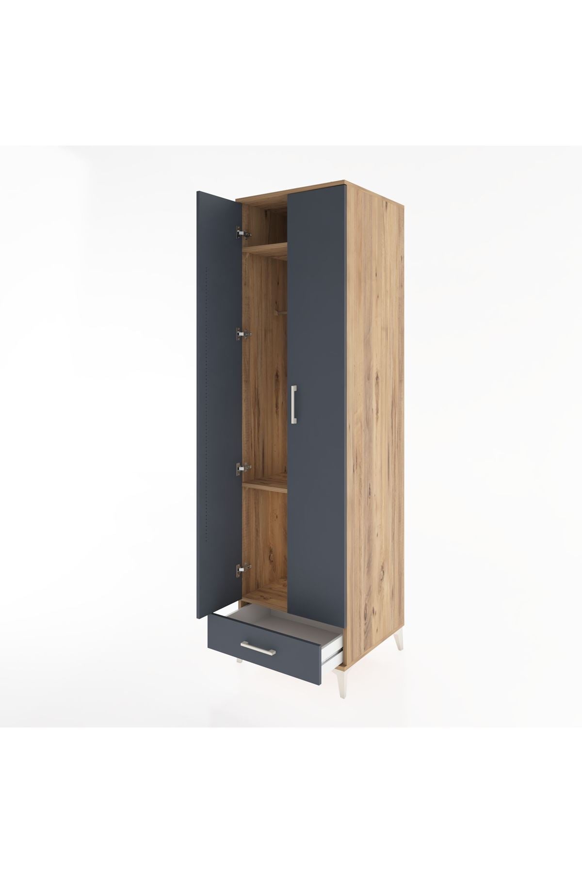 Hyperion Dolap 3 Raflı Tek Çekmeceli Tek Askılı 60x44x195 - S59M120V8B