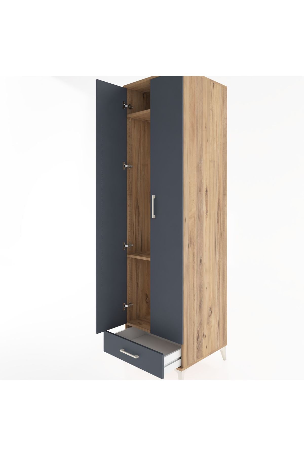 Hyperion Dolap 3 Raflı Tek Çekmeceli Tek Askılı 60x44x195 - S59M120V8B