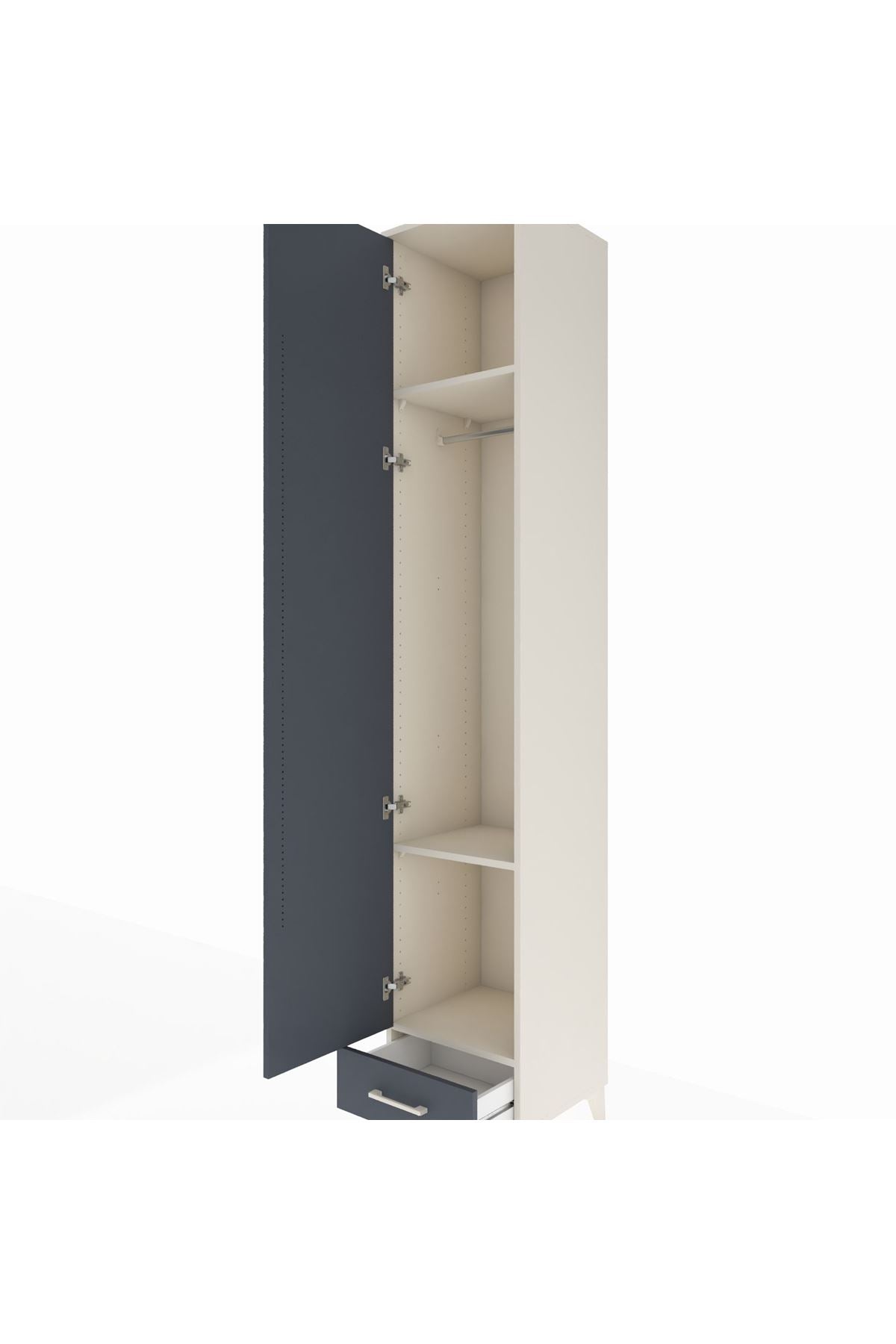 Hyperion Dolap 3 Raflı Tek Çekmeceli Tek Askılı 44x44x243 - S64M003V2B