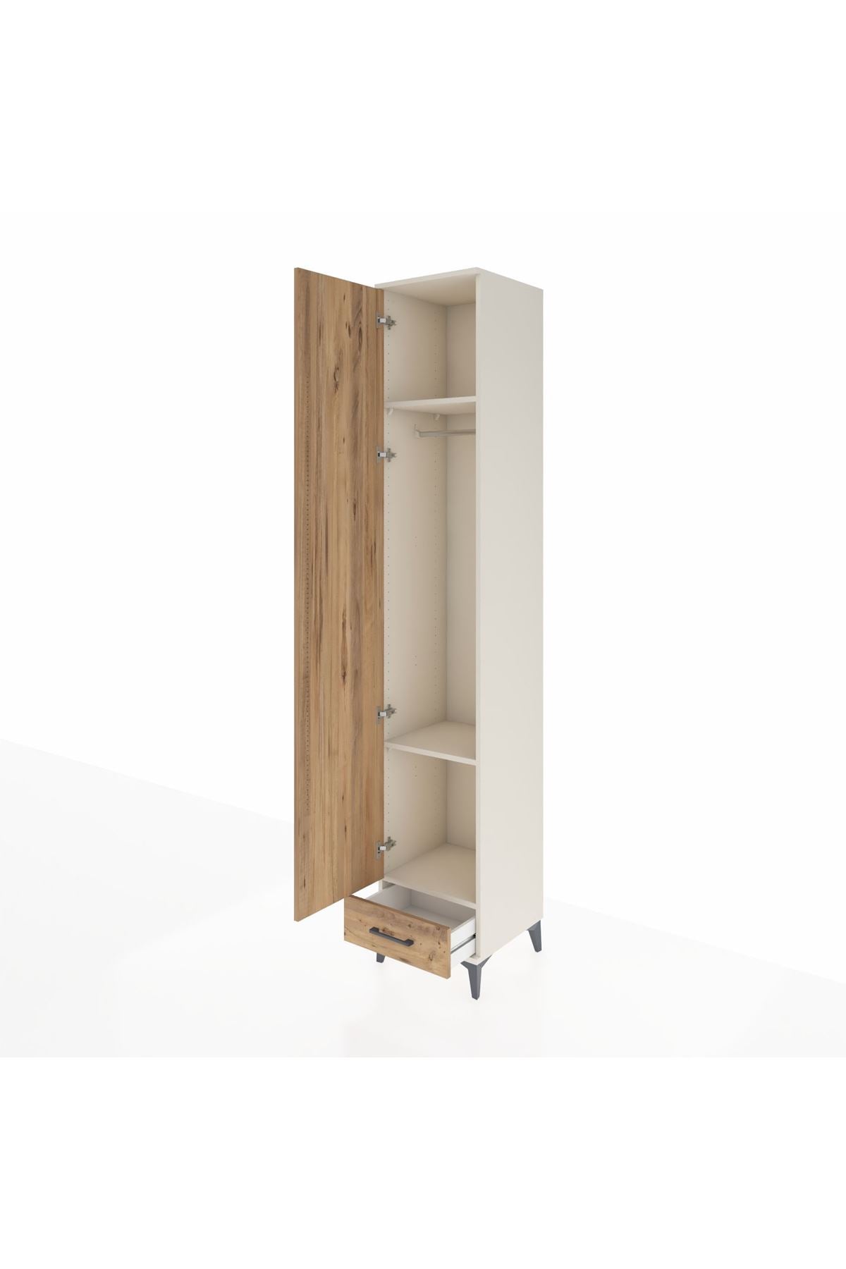 Hyperion Dolap 3 Raflı Tek Çekmeceli Tek Askılı 44x44x243 - S64M003V3B