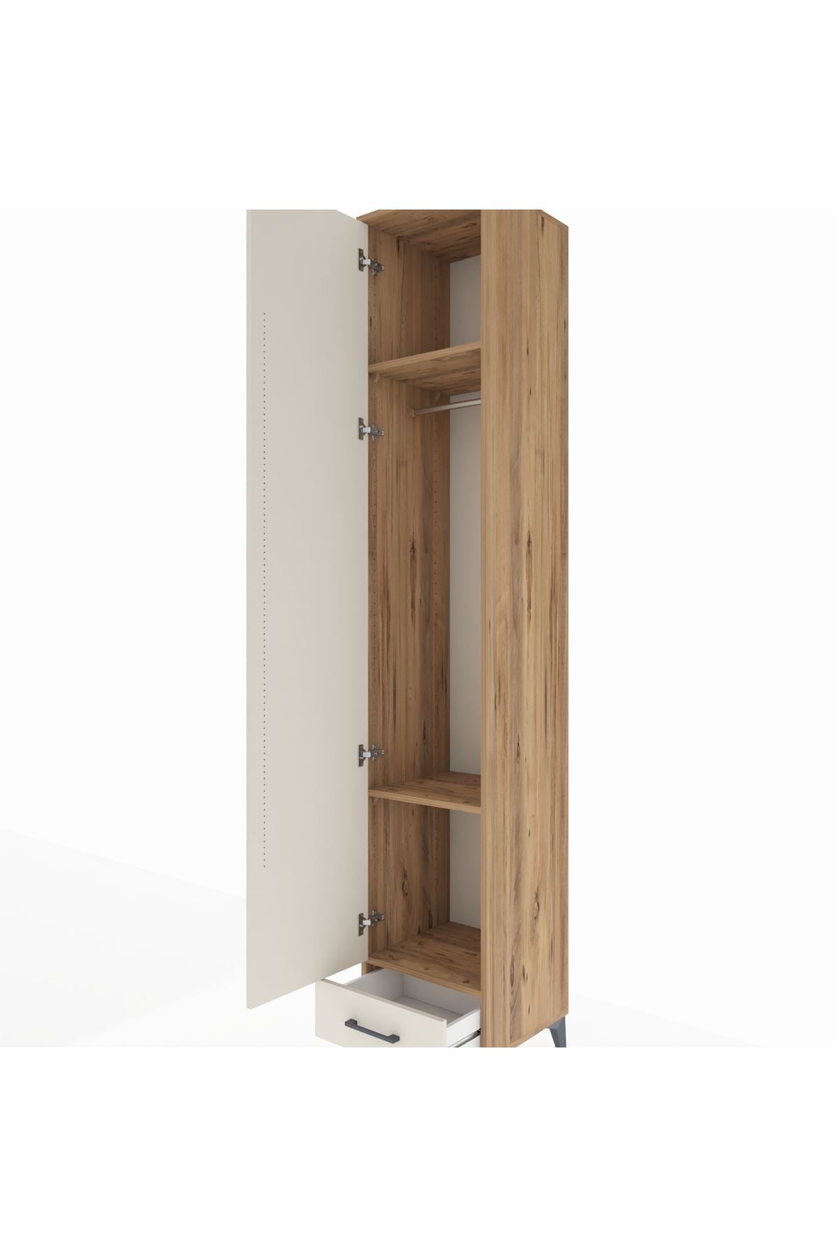 Hyperion Dolap 3 Raflı Tek Çekmeceli Tek Askılı 44x44x243 - S64M003V7B