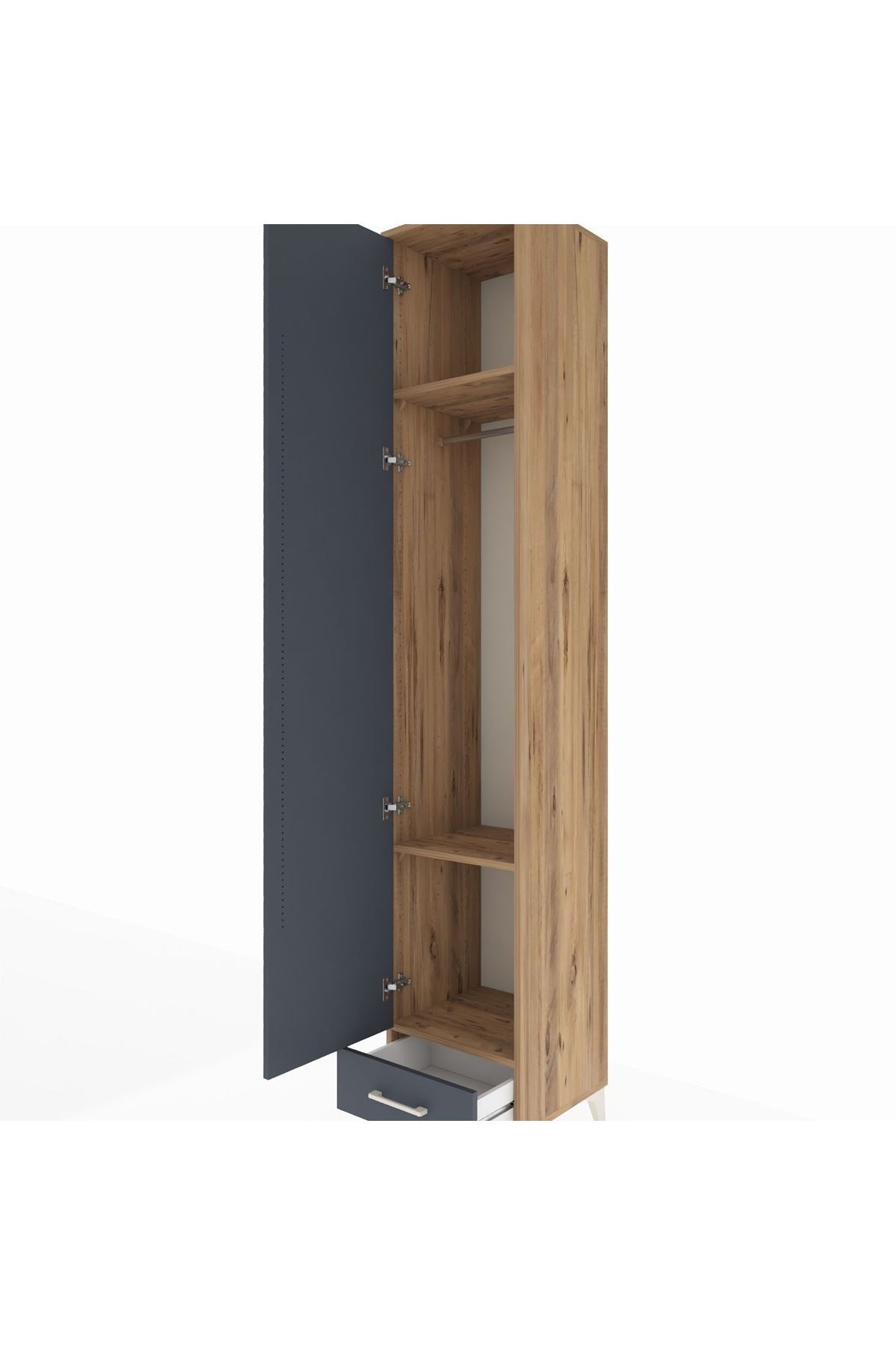 Hyperion Dolap 3 Raflı Tek Çekmeceli Tek Askılı 44x44x243 - S64M003V8B