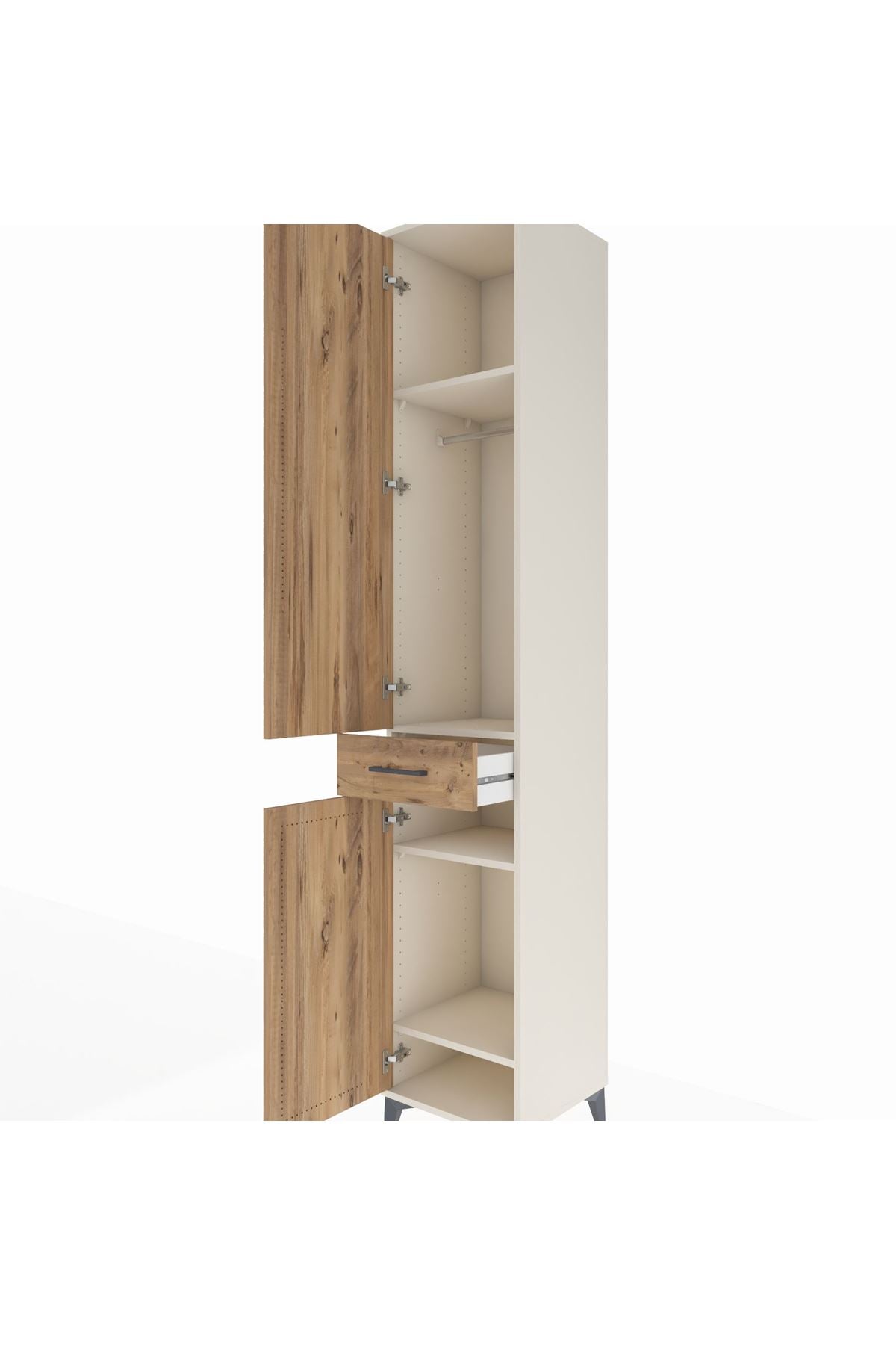 Hyperion Dolap 4 Raflı Tek Çekmeceli Tek Askılı 44x44x243 - S64M005V3B