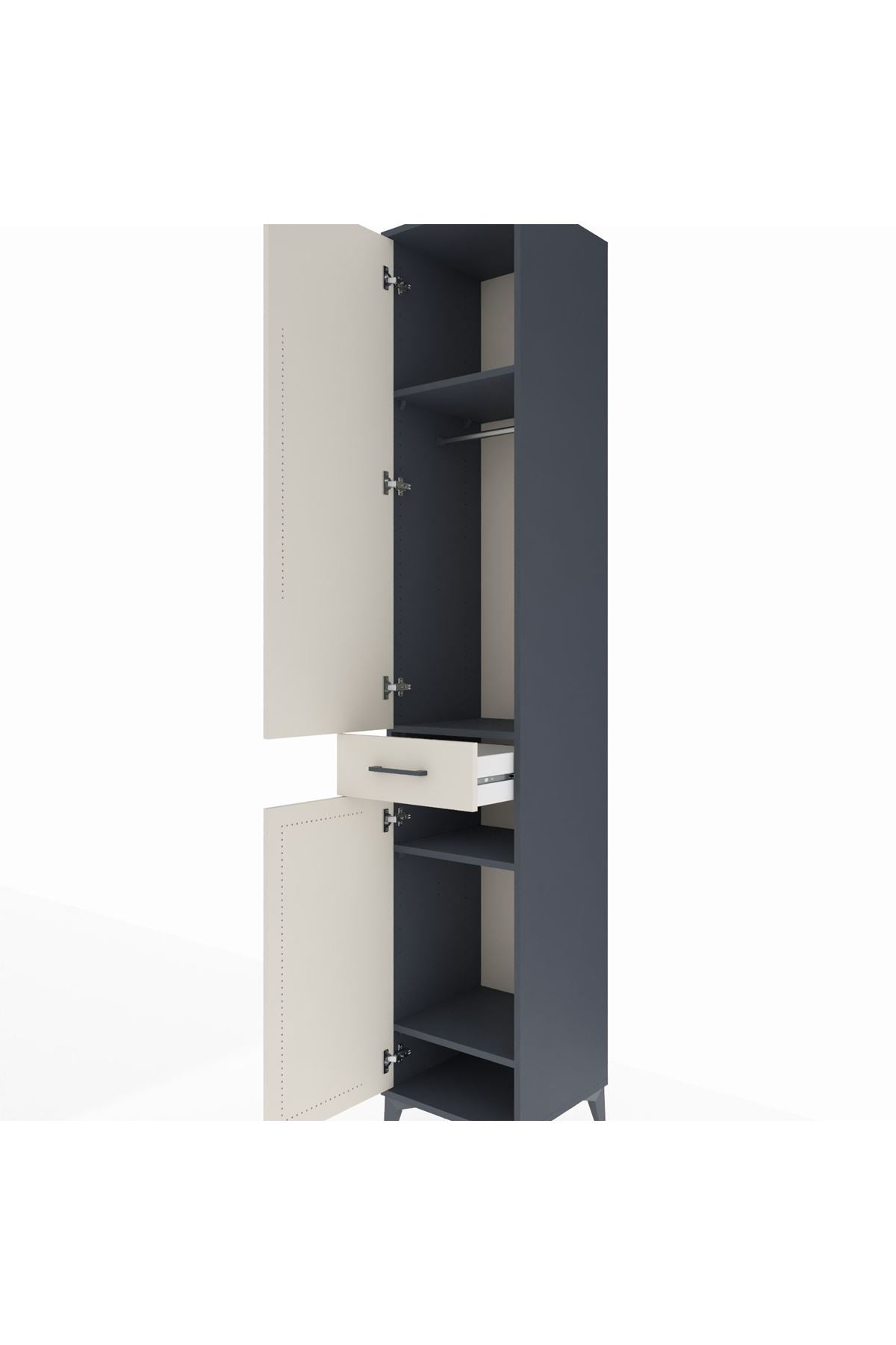 Hyperion Dolap 4 Raflı Tek Çekmeceli Tek Askılı 44x44x243 - S64M005V4B