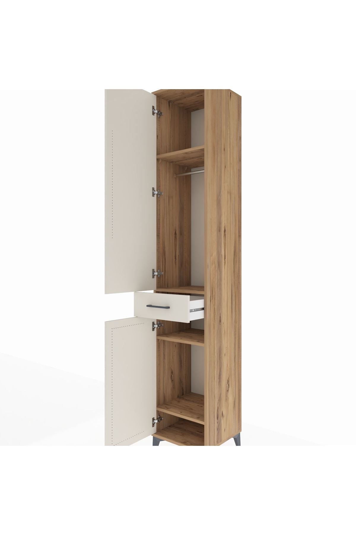 Hyperion Dolap 4 Raflı Tek Çekmeceli Tek Askılı 44x44x243 - S64M005V7B