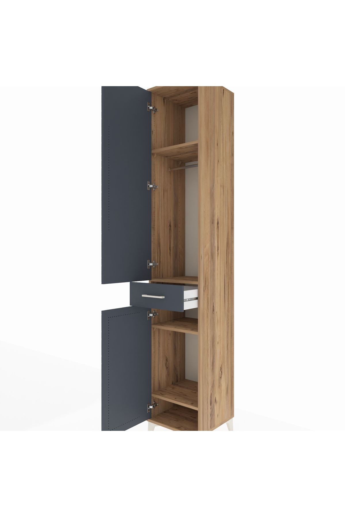 Hyperion Dolap 4 Raflı Tek Çekmeceli Tek Askılı 44x44x243 - S64M005V8B