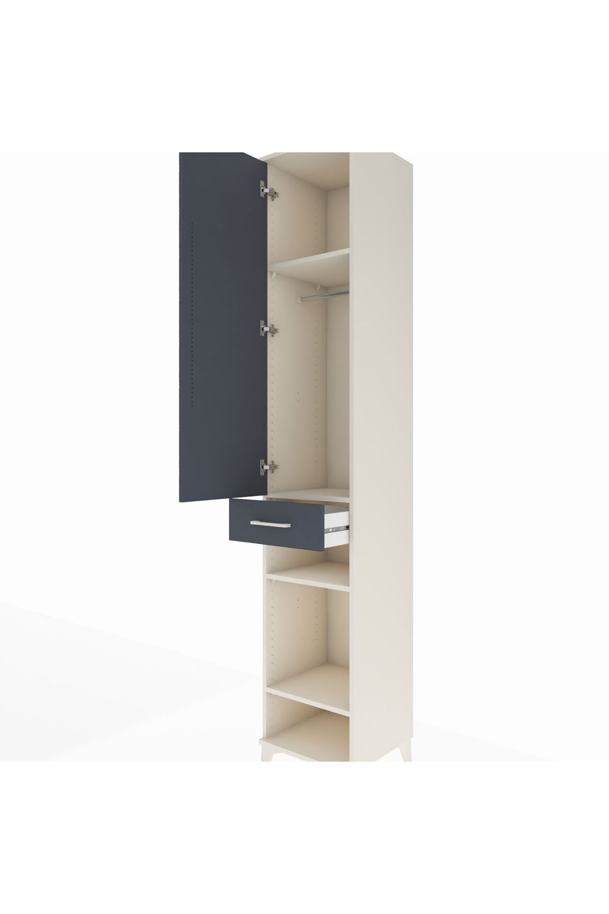 Hyperion Dolap 4 Raflı Tek Çekmeceli Tek Askılı 44x44x243 - S64M006V2B