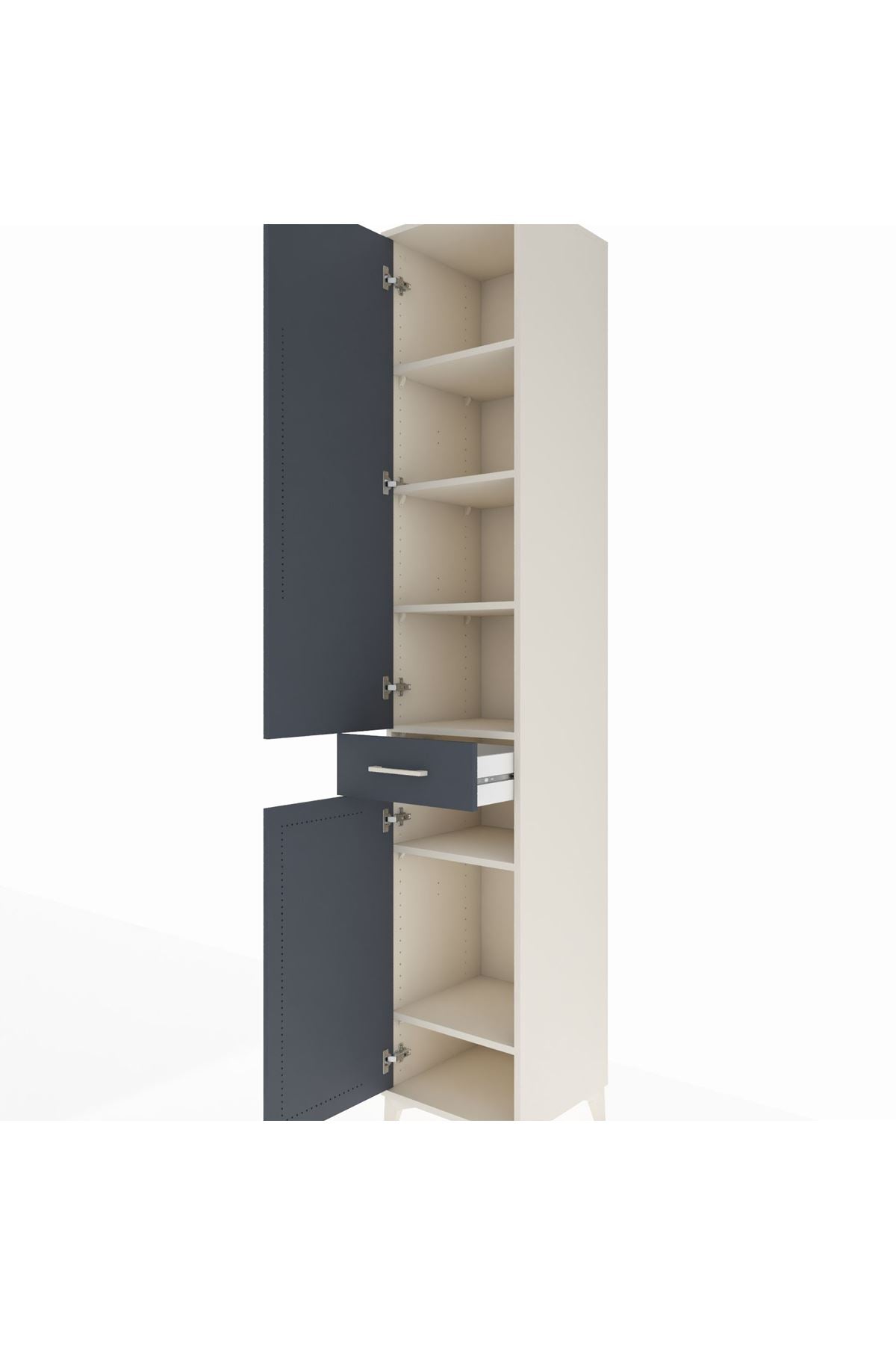Hyperion Dolap 6 Raflı Tek Çekmeceli 2 Kapaklı 44x44x243 - S64M007V2B