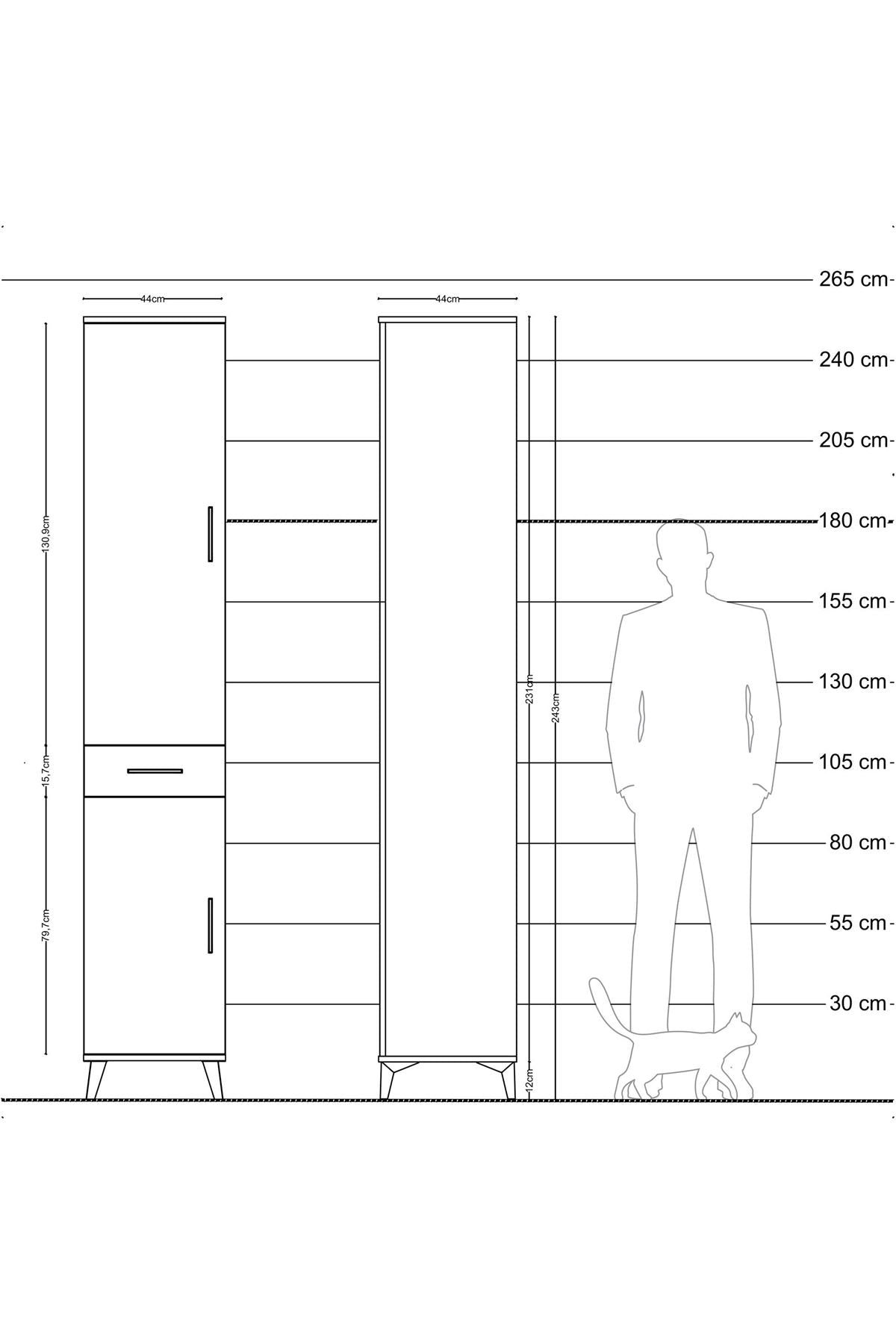 Hyperion Dolap 6 Raflı Tek Çekmeceli 2 Kapaklı 44x44x243 - S64M007V5B