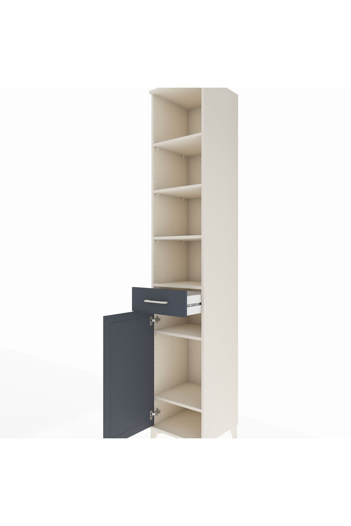 Hyperion Dolap 6 Raflı Tek Çekmeceli Tek Kapaklı 44x44x243 - S64M008V2B