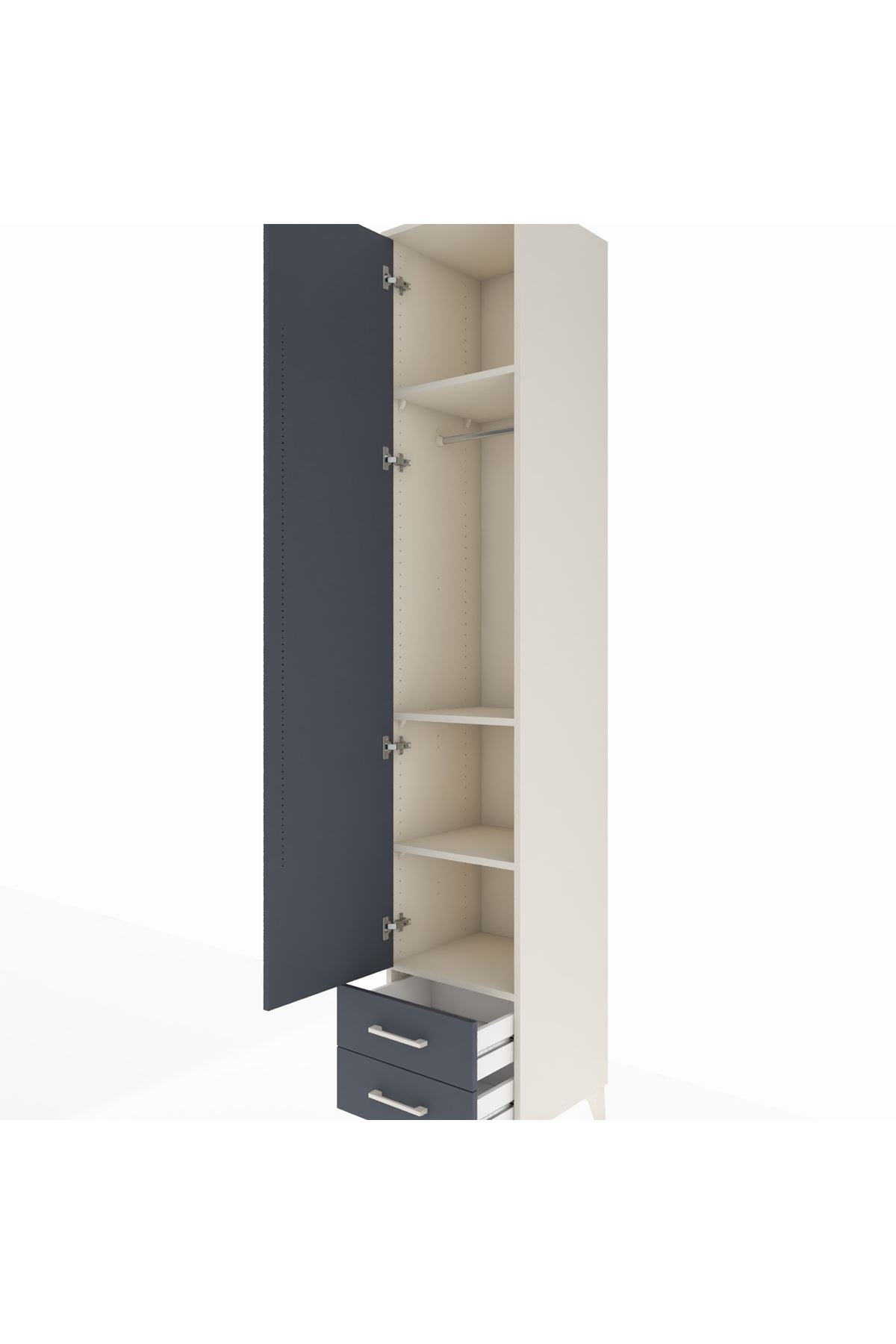 Hyperion Dolap 4 Raflı 2 Çekmeceli Tek Askılı 44x44x243 - S64M010V2B