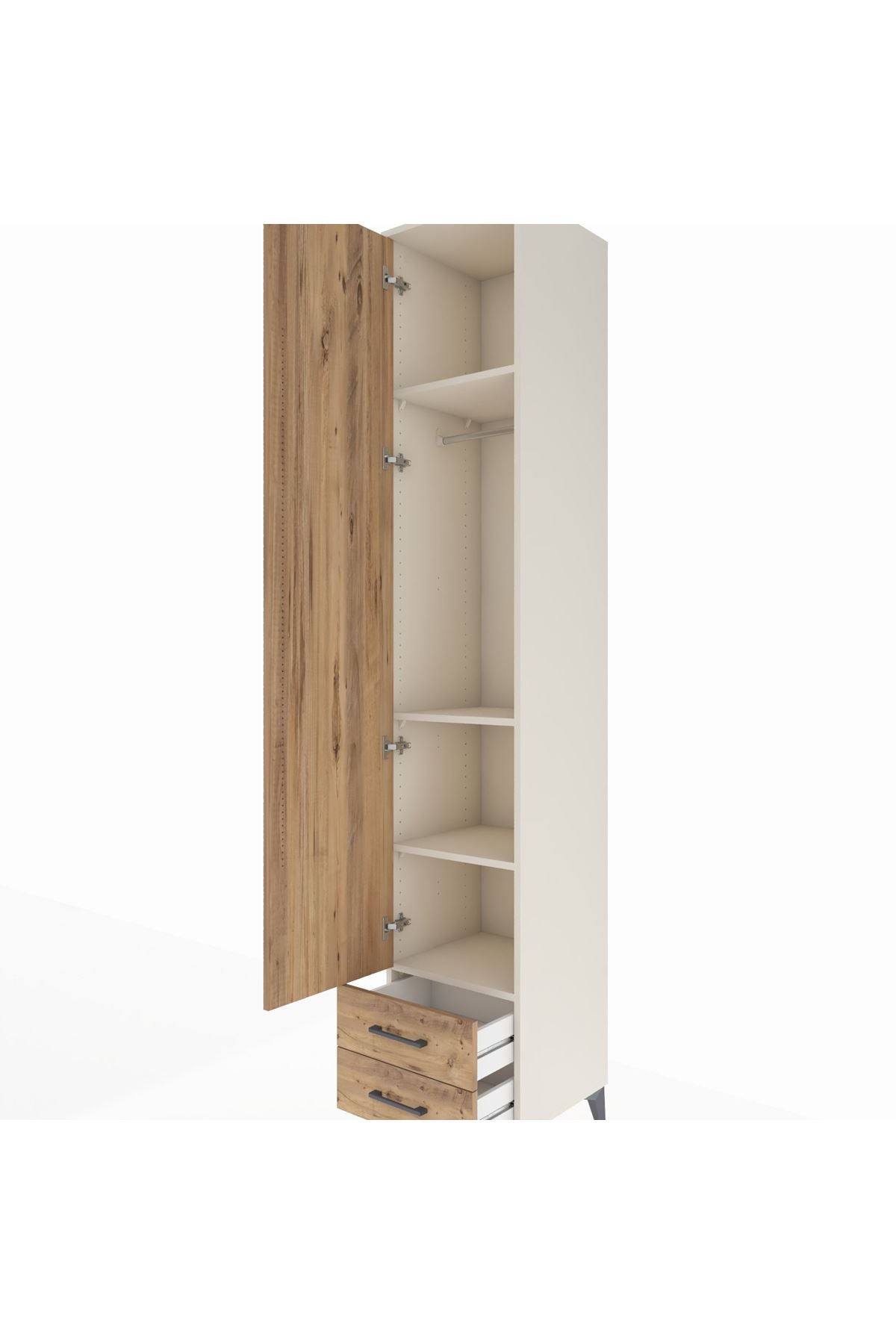Hyperion Dolap 4 Raflı 2 Çekmeceli Tek Askılı 44x44x243 - S64M010V3B