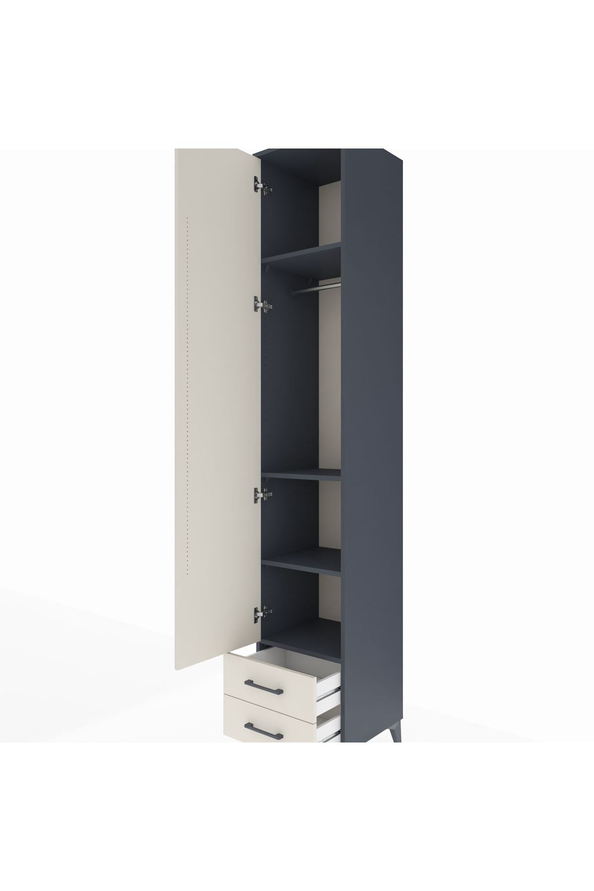 Hyperion Dolap 4 Raflı 2 Çekmeceli Tek Askılı 44x44x243 - S64M010V4B