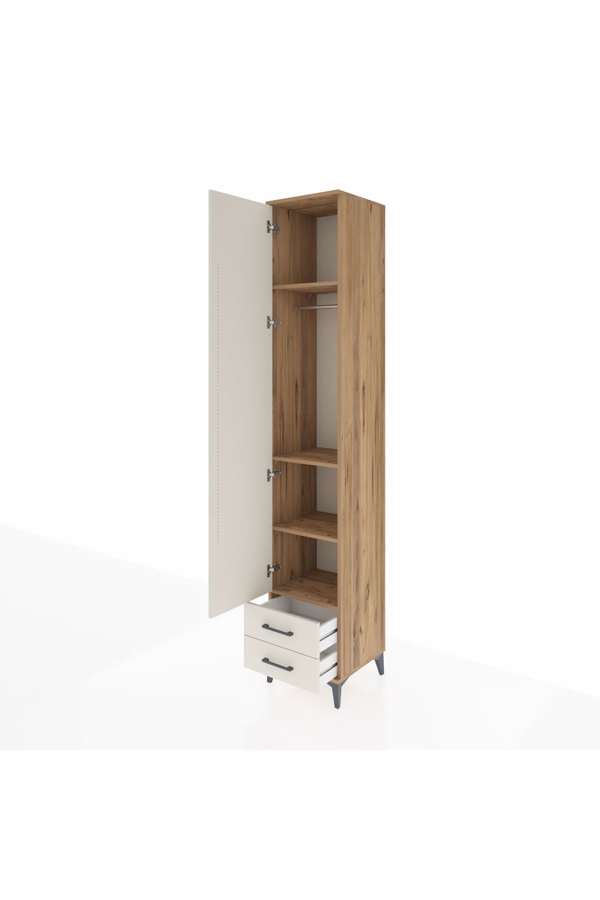 Hyperion Dolap 4 Raflı 2 Çekmeceli Tek Askılı 44x44x243 - S64M010V7B