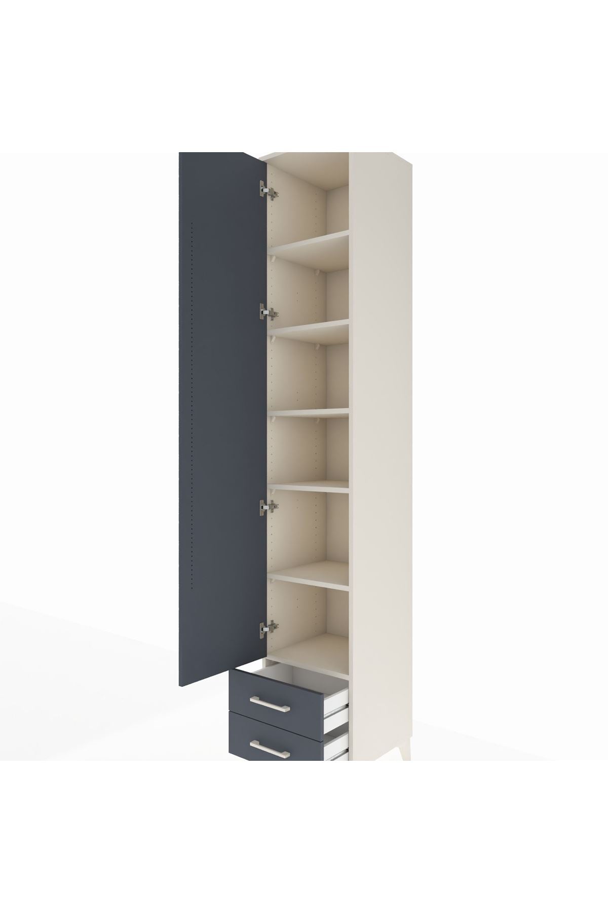 Hyperion Dolap 6 Raflı 2 Çekmeceli Tek Kapaklı 44x44x243 - S64M011V2B