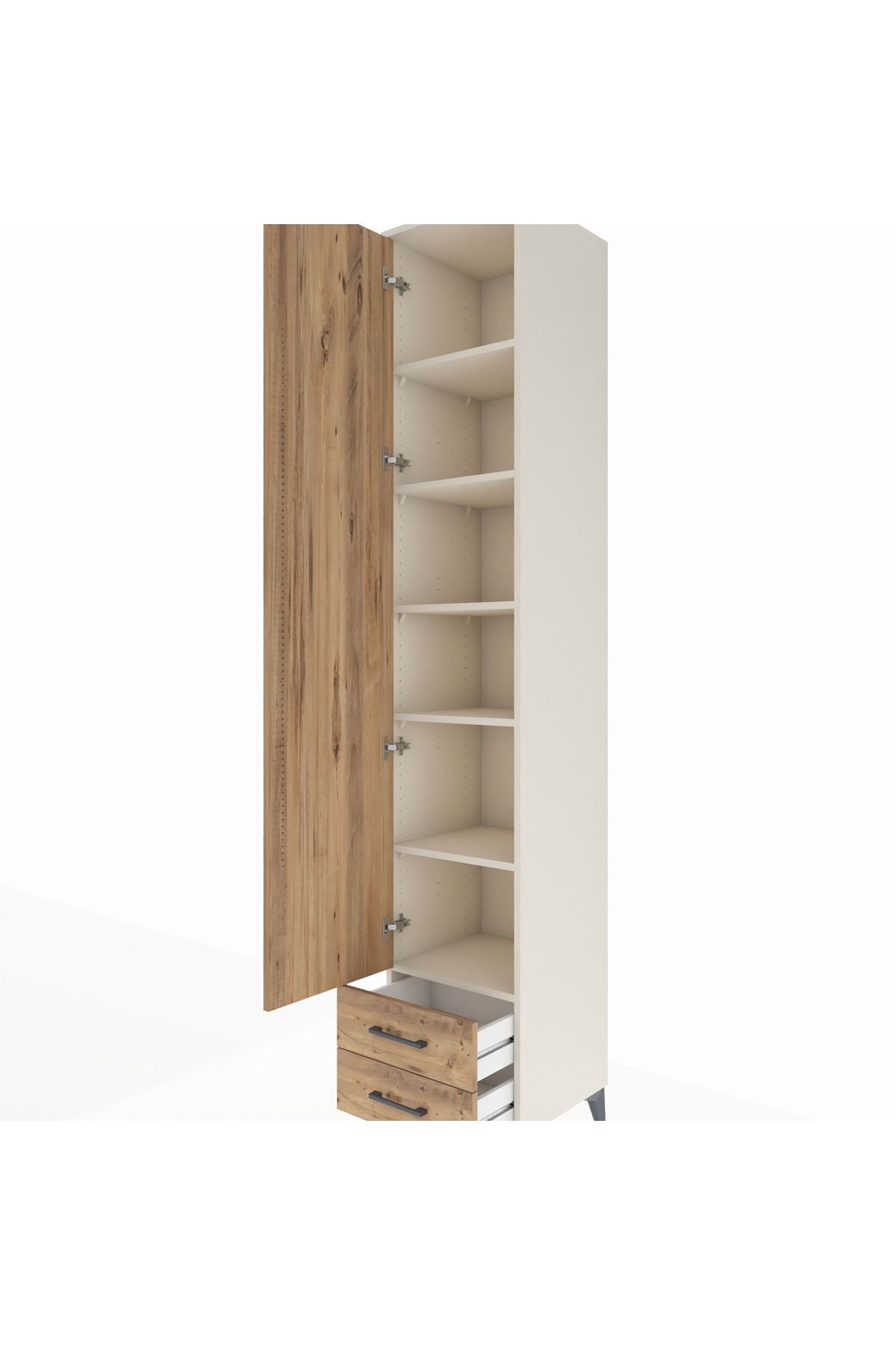 Hyperion Dolap 6 Raflı 2 Çekmeceli Tek Kapaklı 44x44x243 - S64M011V3B
