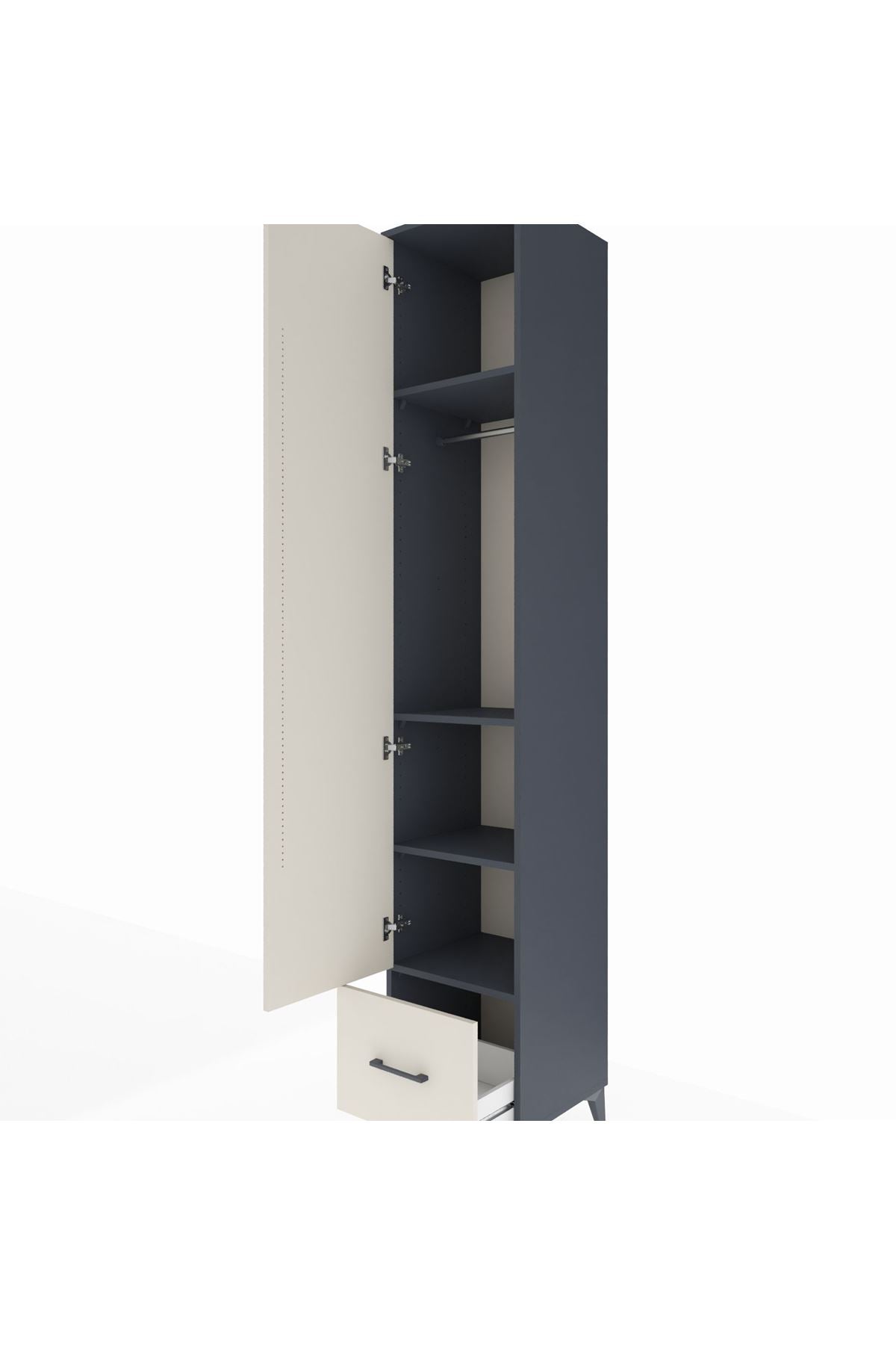 Hyperion Dolap 4 Raflı Tek Çekmeceli Tek Askılı 44x44x243 - S64M014V4B