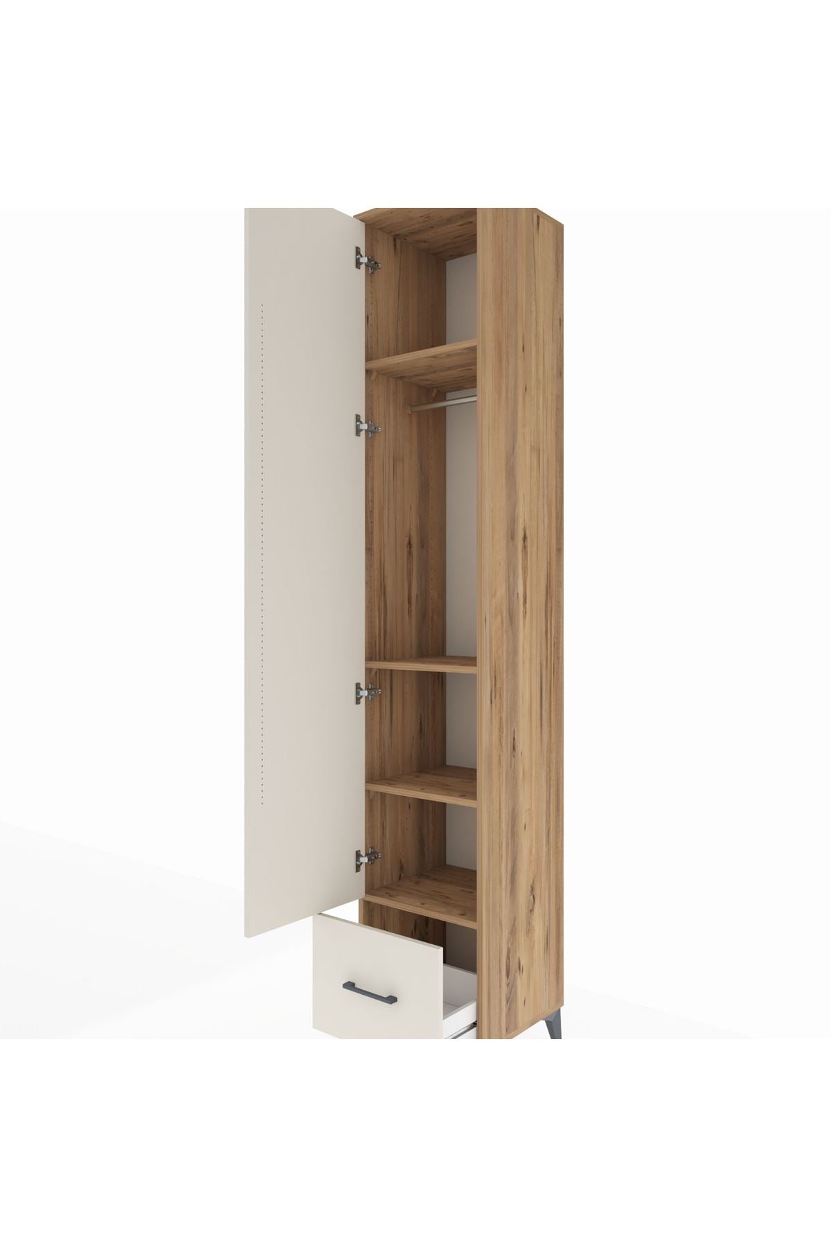 Hyperion Dolap 4 Raflı Tek Çekmeceli Tek Askılı 44x44x243 - S64M014V7B