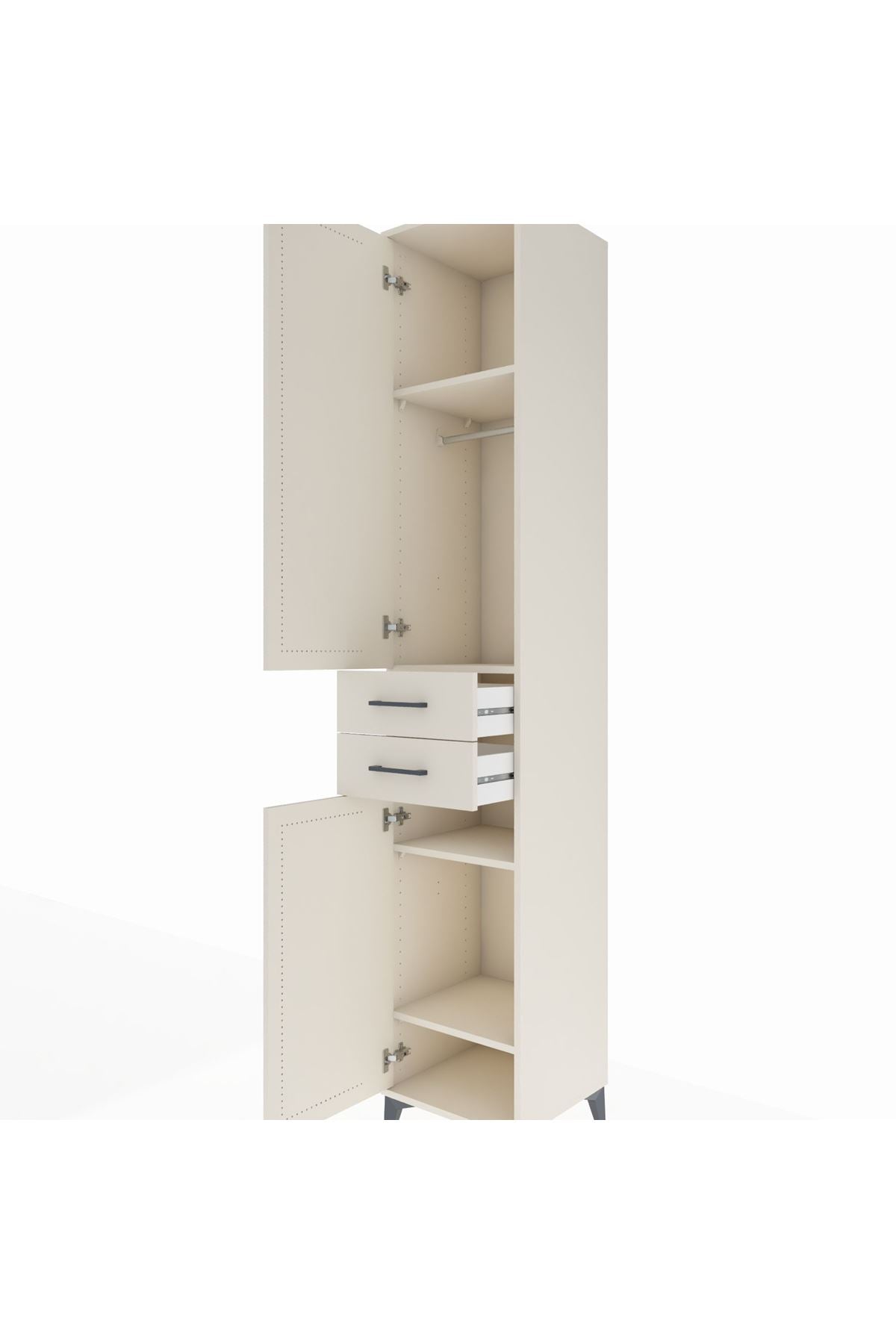 Hyperion Dolap 4 Raflı 2 Çekmeceli Tek Askılı 44x44x243 - S64M016V1B