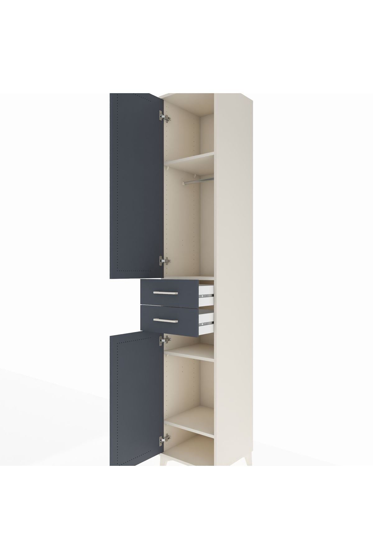 Hyperion Dolap 4 Raflı 2 Çekmeceli Tek Askılı 44x44x243 - S64M016V2B