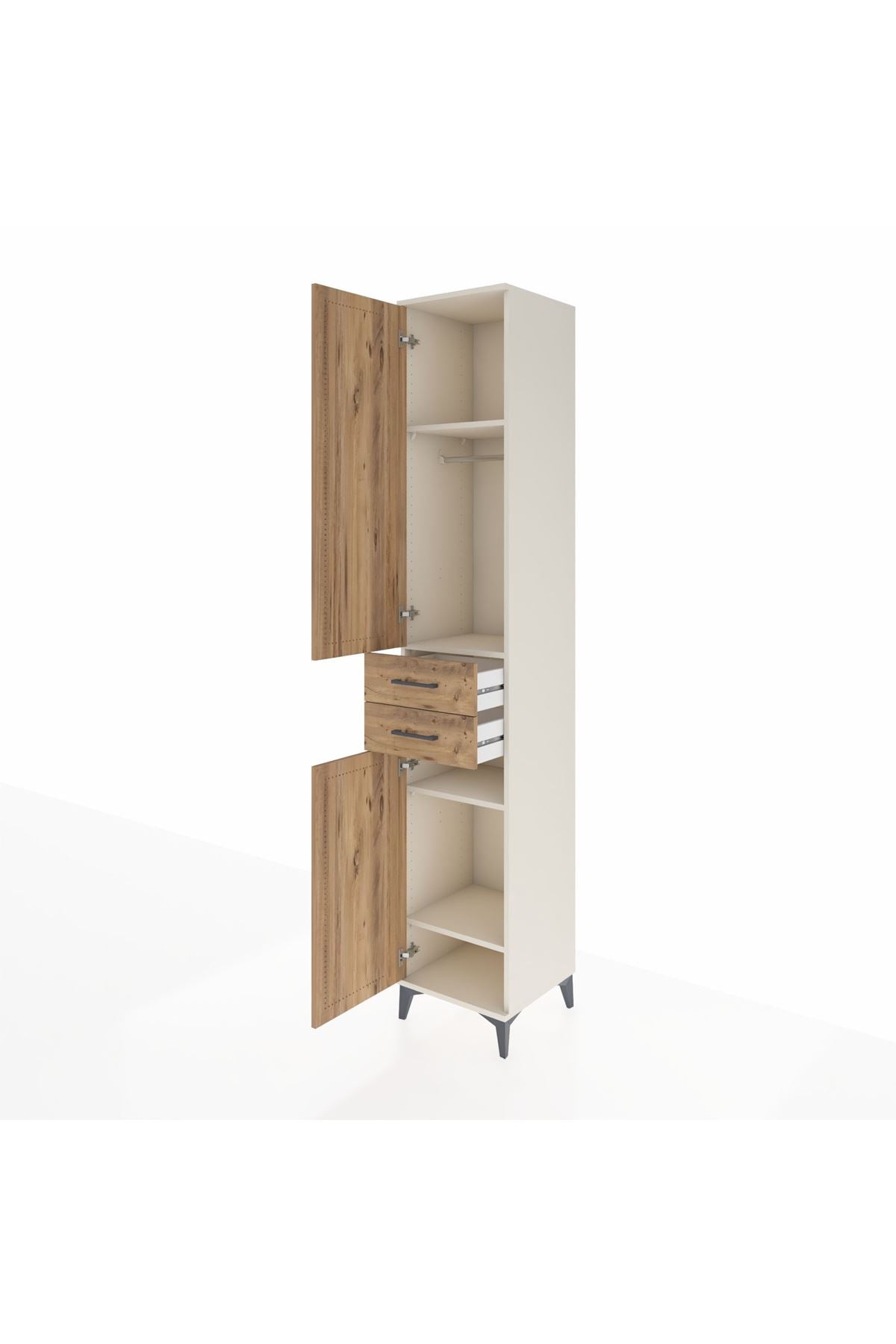 Hyperion Dolap 4 Raflı 2 Çekmeceli Tek Askılı 44x44x243 - S64M016V3B