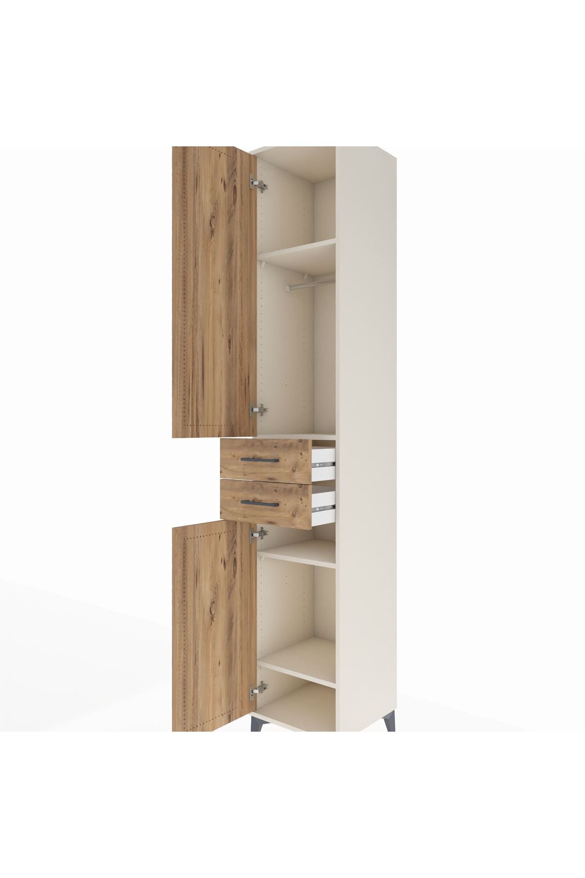 Hyperion Dolap 4 Raflı 2 Çekmeceli Tek Askılı 44x44x243 - S64M016V3B