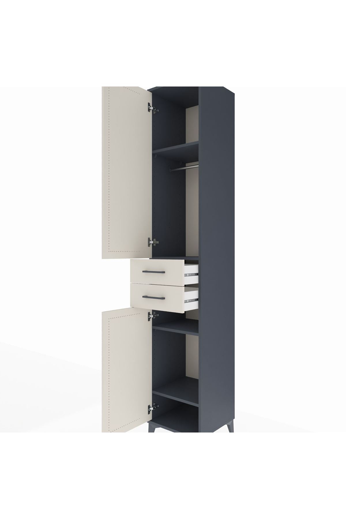 Hyperion Dolap 4 Raflı 2 Çekmeceli Tek Askılı 44x44x243 - S64M016V4B