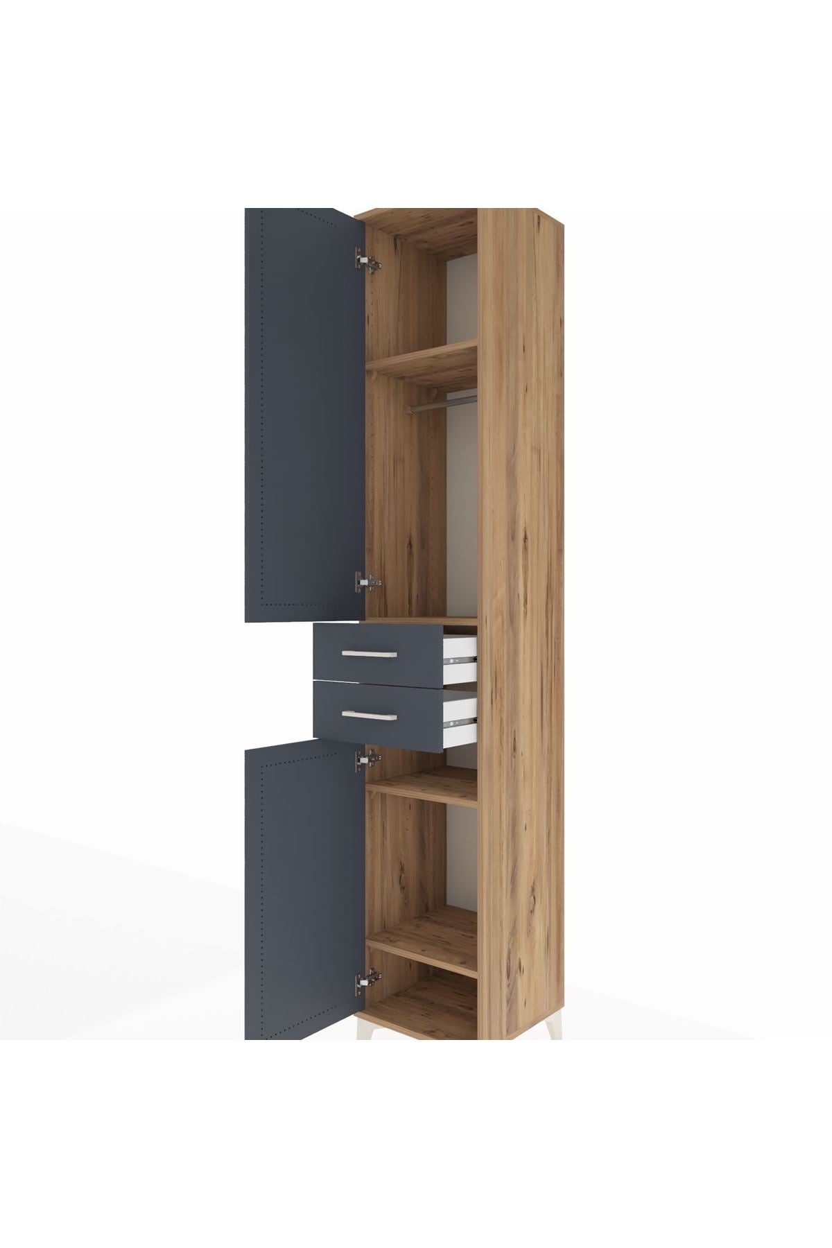Hyperion Dolap 4 Raflı 2 Çekmeceli Tek Askılı 44x44x243 - S64M016V8B