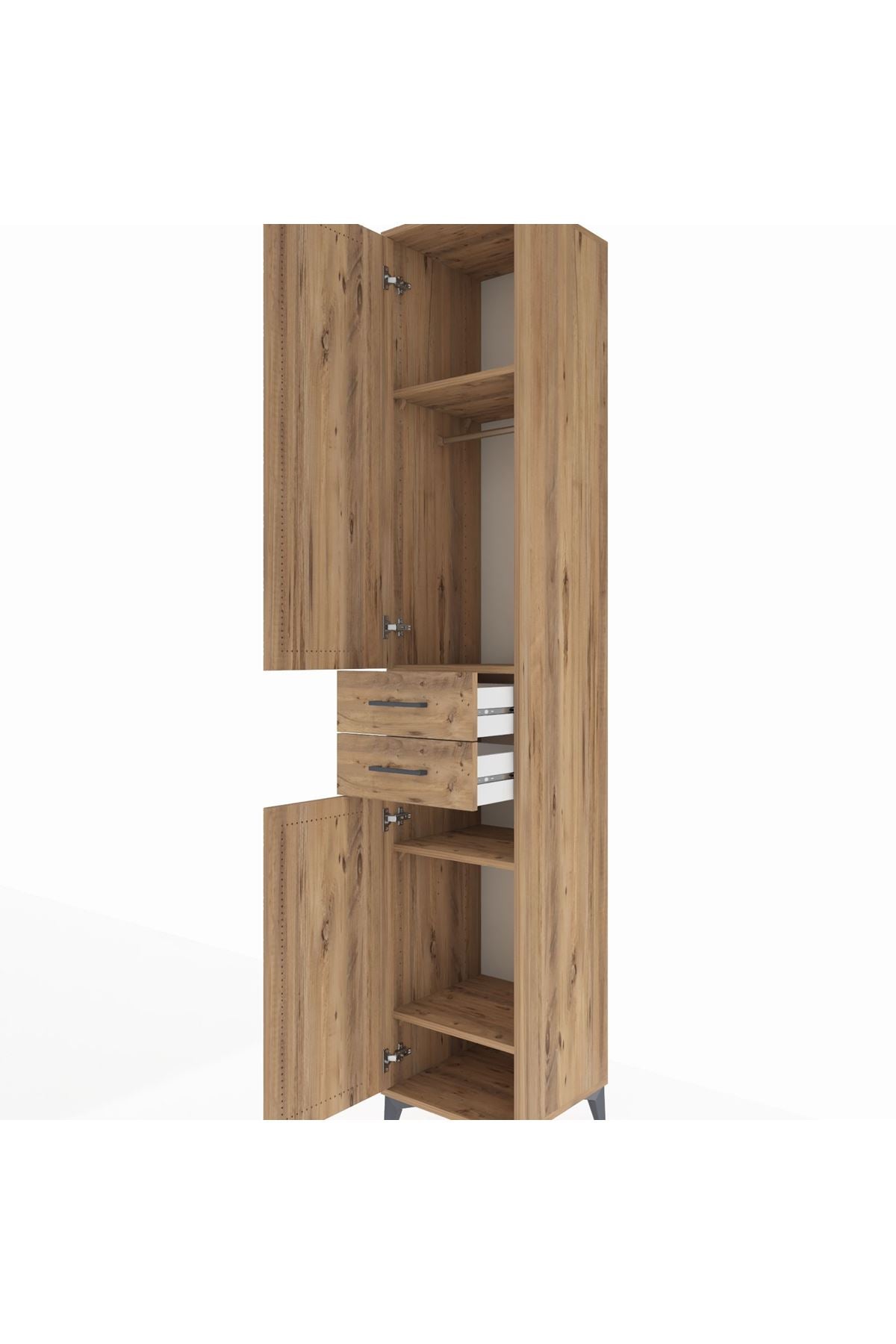 Hyperion Dolap 4 Raflı 2 Çekmeceli Tek Askılı 44x44x243 - S64M016V9B