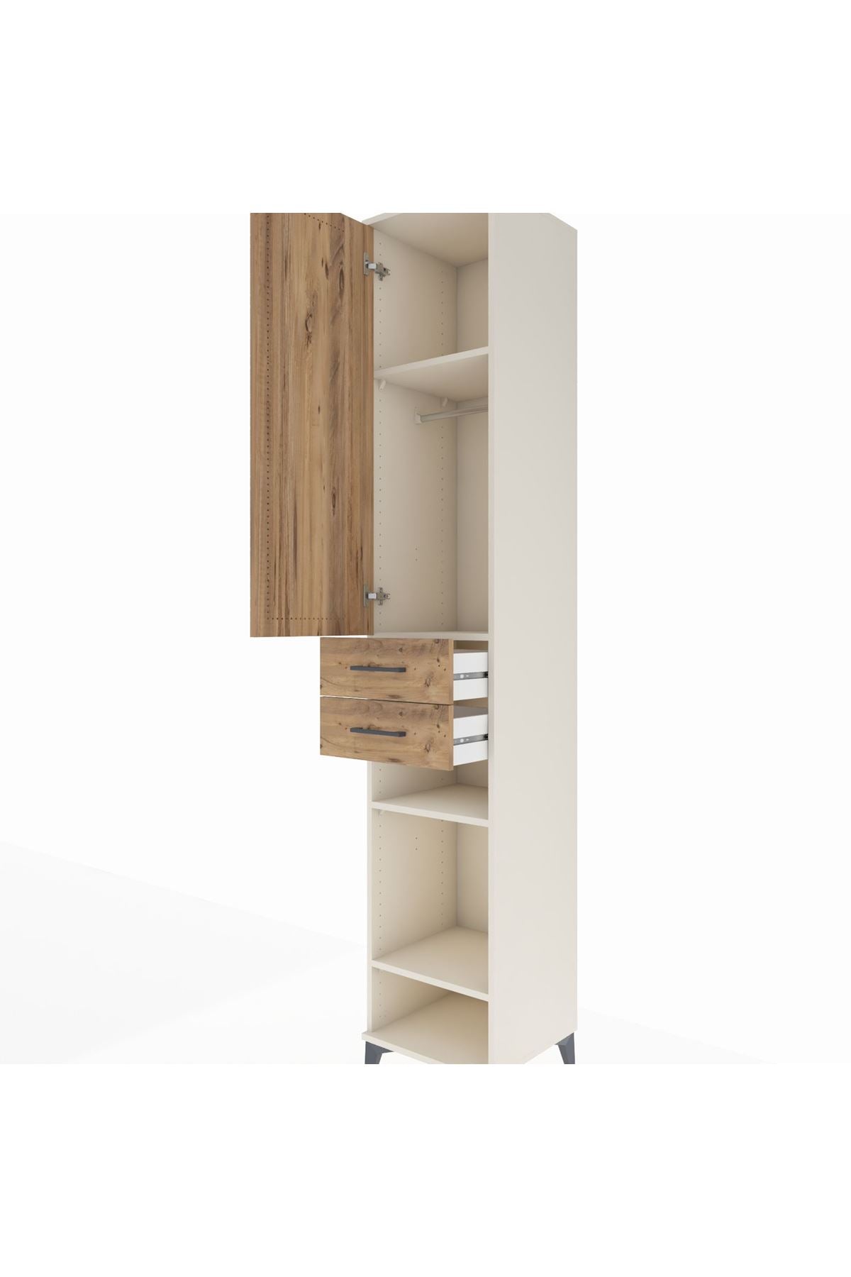 Hyperion Dolap 4 Raflı 2 Çekmeceli Tek Askılı 44x44x243 - S64M017V3B