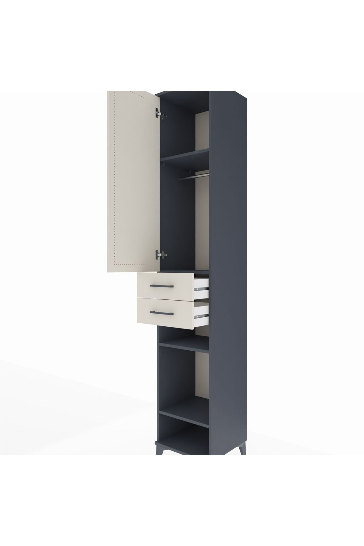 Hyperion Dolap 4 Raflı 2 Çekmeceli Tek Askılı 44x44x243 - S64M017V4B