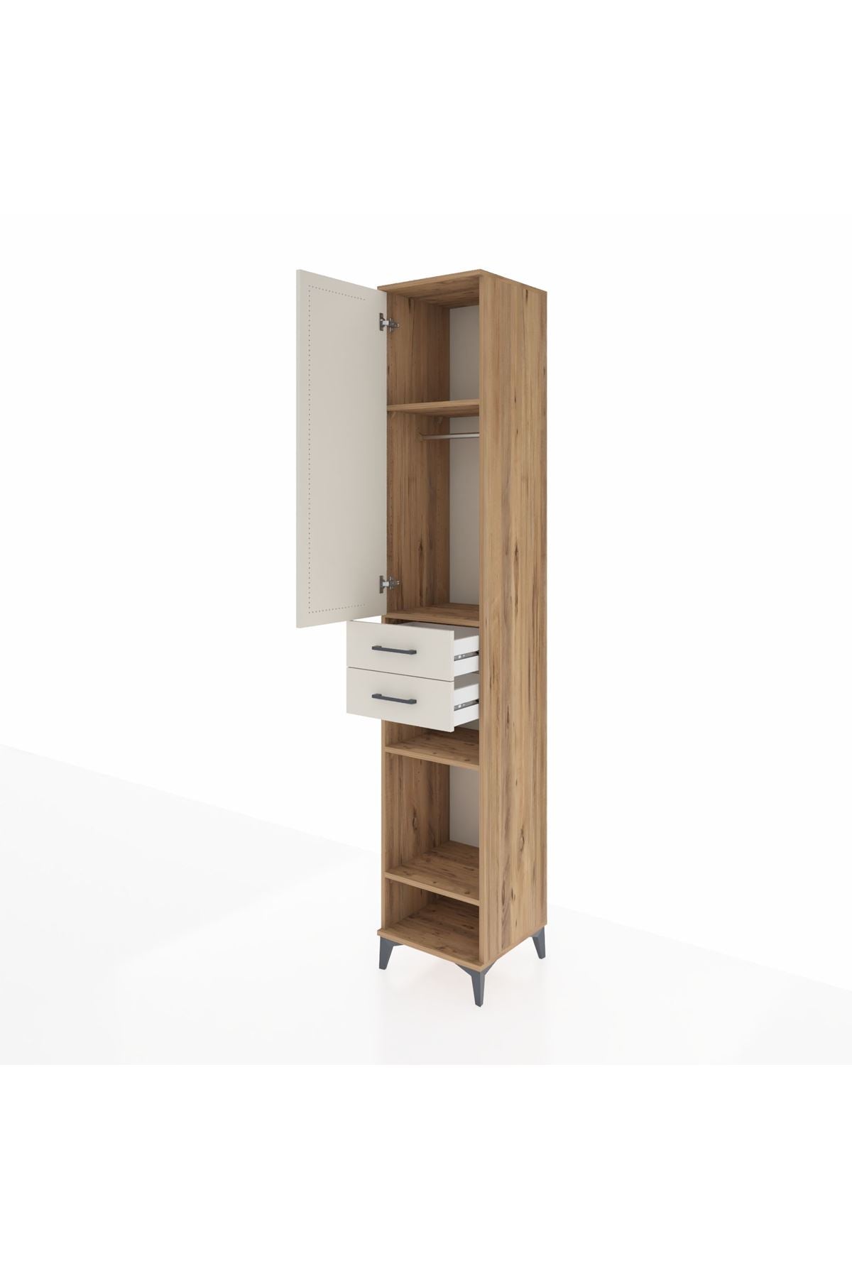Hyperion Dolap 4 Raflı 2 Çekmeceli Tek Askılı 44x44x243 - S64M017V7B