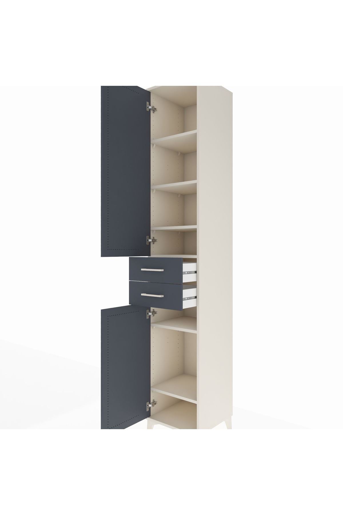 Hyperion Dolap 6 Raflı 2 Çekmeceli 2 Kapaklı 44x44x243 - S64M018V2B