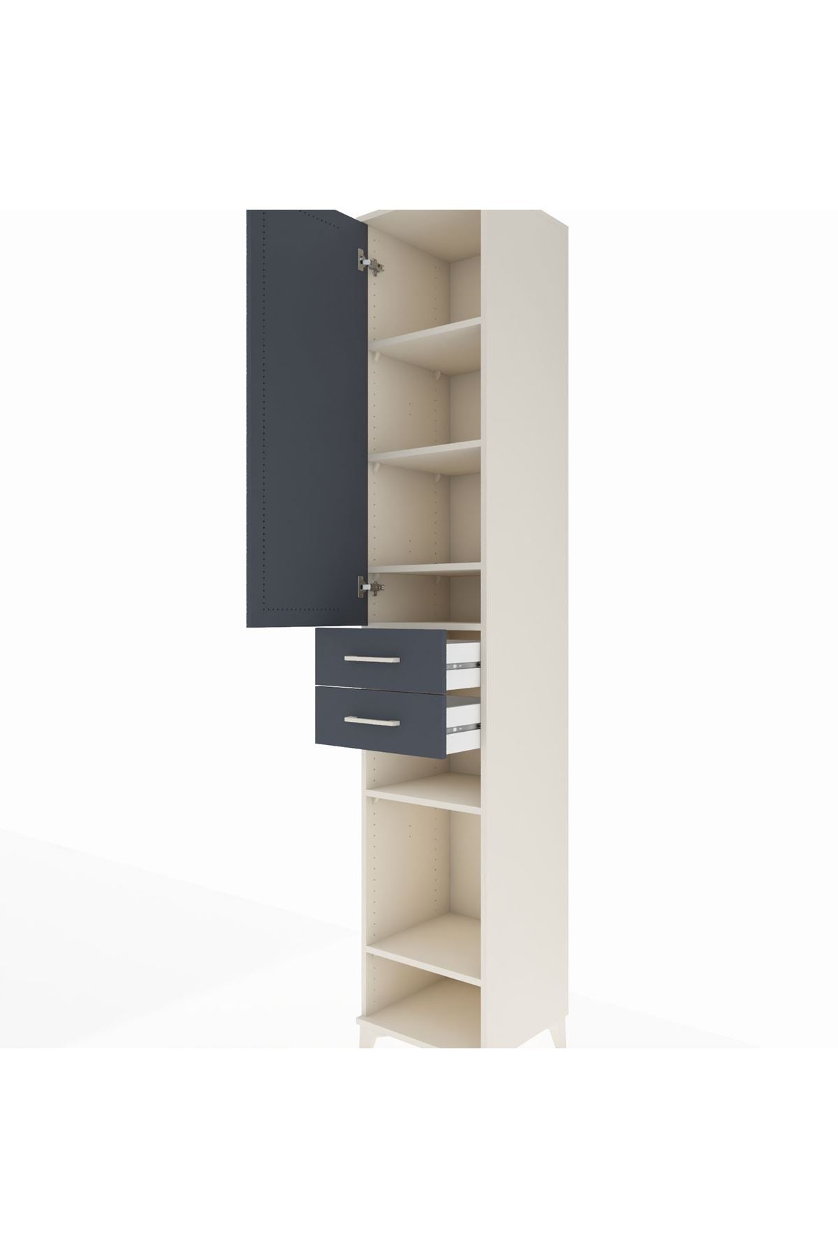 Hyperion Dolap 6 Raflı 2 Çekmeceli Tek Kapaklı 44x44x243 - S64M019V2B