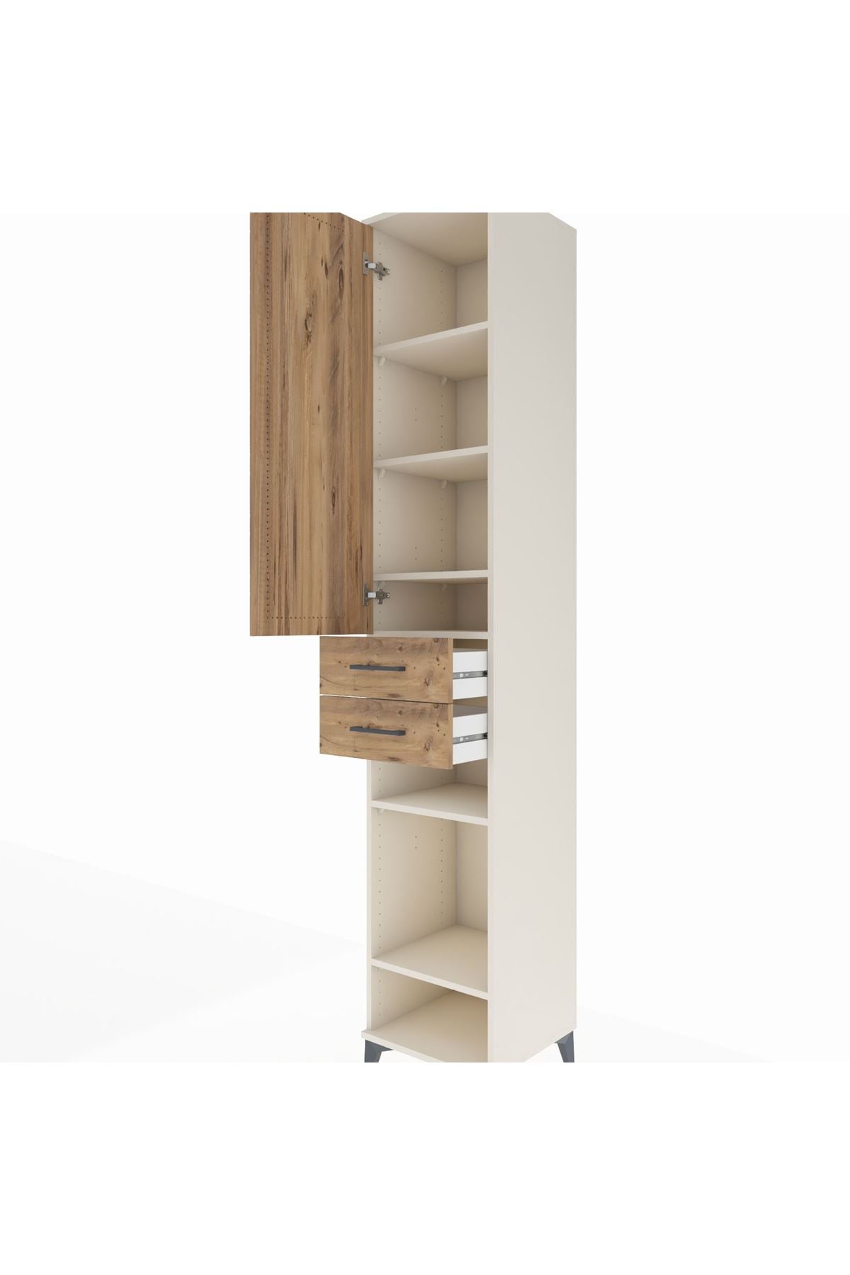 Hyperion Dolap 6 Raflı 2 Çekmeceli Tek Kapaklı 44x44x243 - S64M019V3B