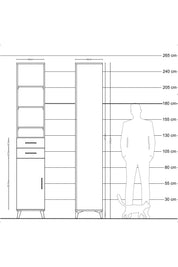 Hyperion Dolap 6 Raflı 2 Çekmeceli Tek Kapaklı 44x44x243 - S64M020V5B