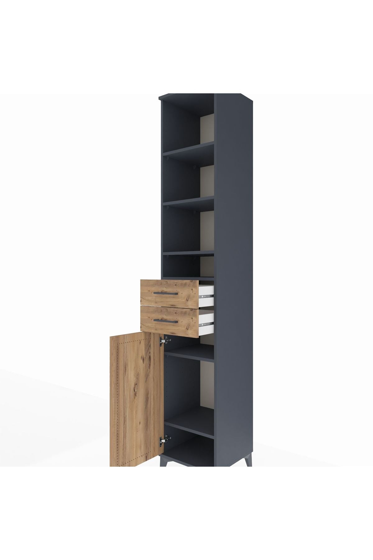 Hyperion Dolap 6 Raflı 2 Çekmeceli Tek Kapaklı 44x44x243 - S64M020V6B